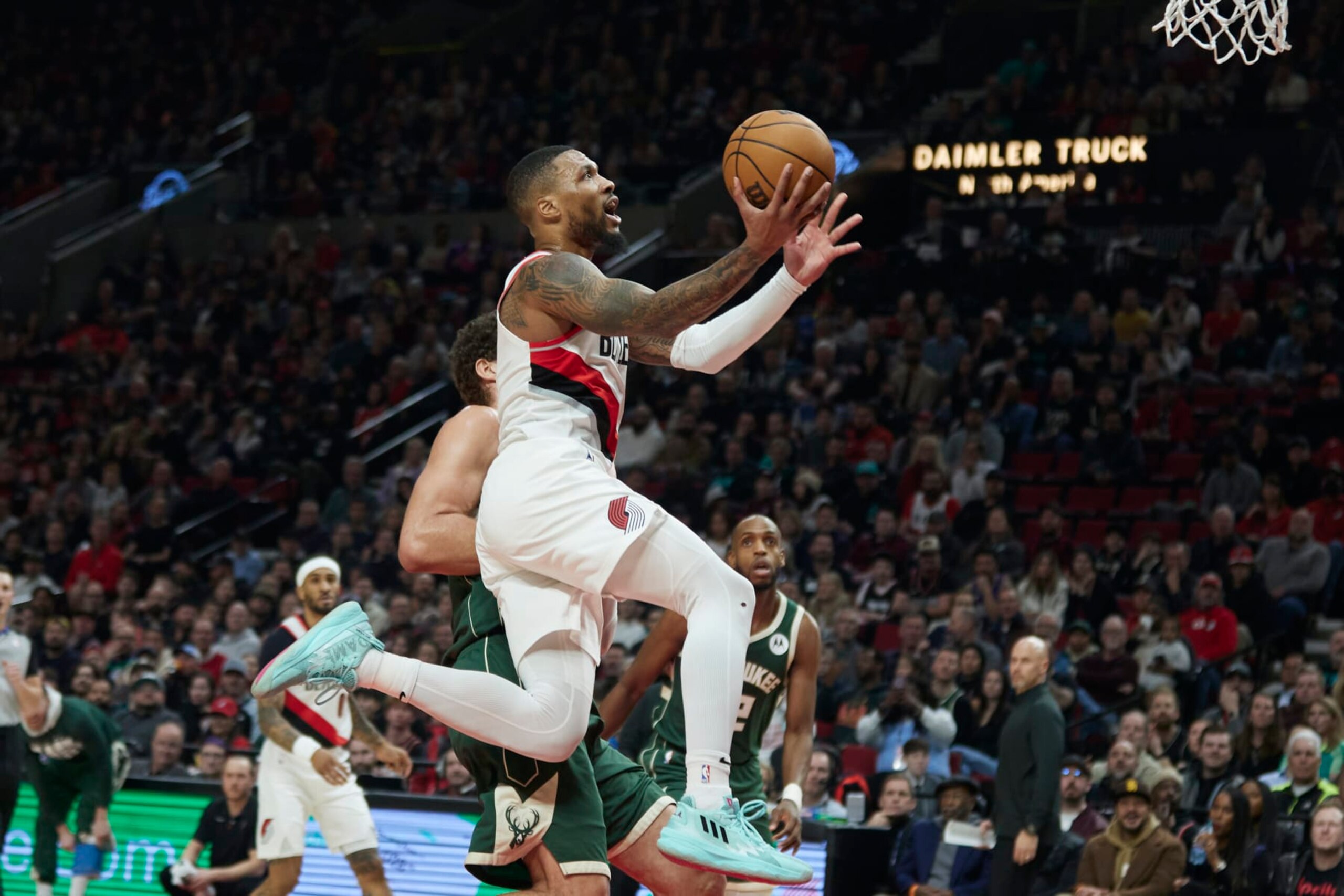 Portland Trail Blazers guard Damian Lillard shoots against the Milwaukee Bucks during the first half of an NBA basketball game in Portland, Ore., Monday, Feb. 6, 2023. (AP Photo/Craig Mitchelldyer) Portland Trail Blazers guard Damian Lillard shoots against the Milwaukee Bucks during the first half of an NBA basketball game in Portland, Ore., Monday, Feb. 6, 2023. (AP Photo/Craig Mitchelldyer)