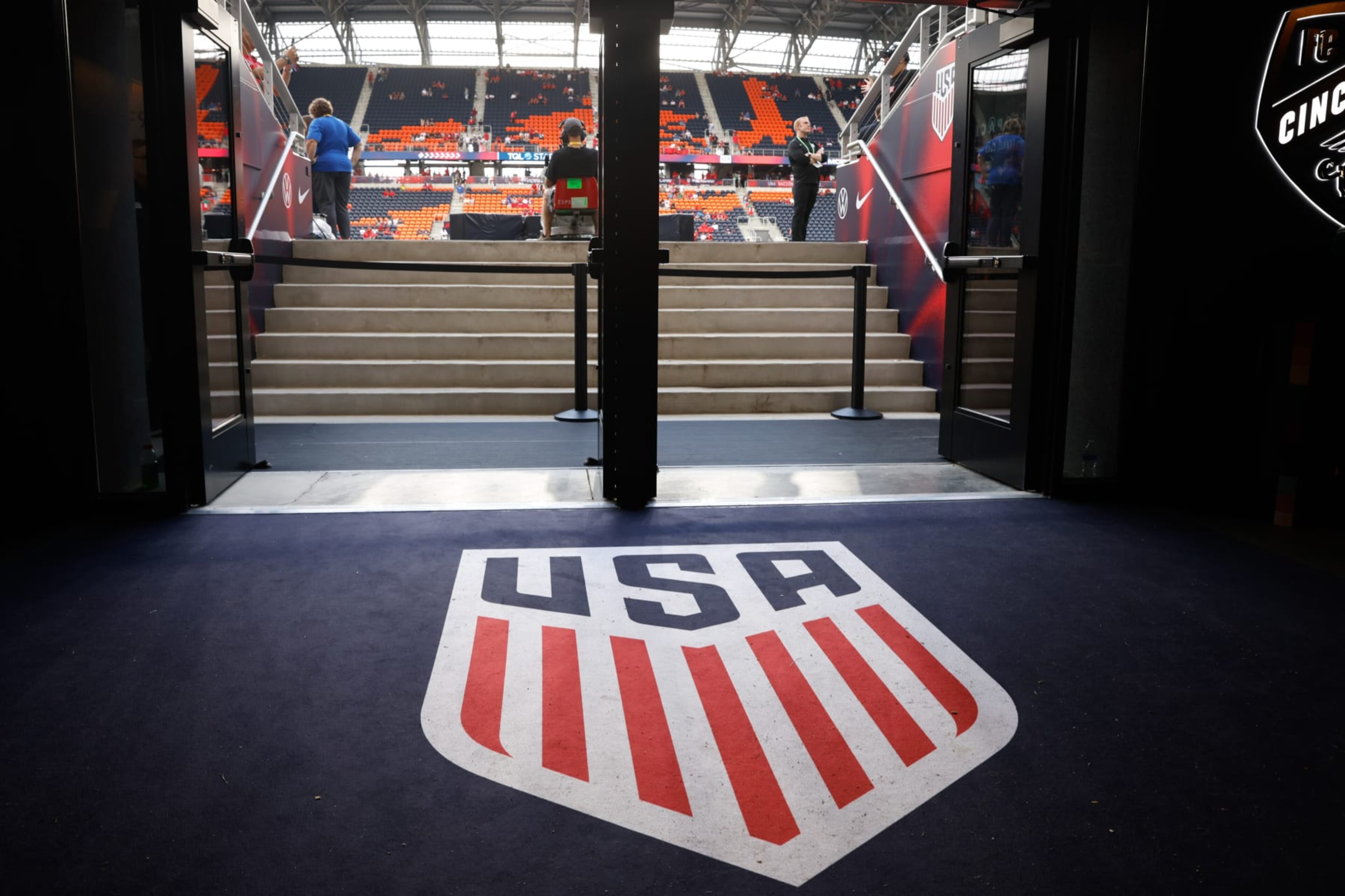 CINCINNATI, OH - JUNE 1: US Soccer crest before a game between Morocco and USMNT at TQL Stadium on June 1, 2022 in Cincinnati, Ohio. (Photo by Greg Bartram/ISI Photos/Getty Images)