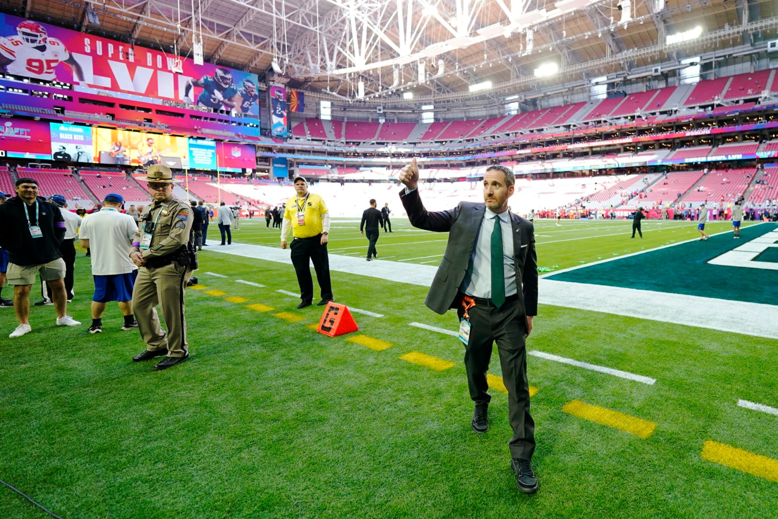 NYOTKPhiladelphia Eagles general manager Howie Roseman arrives for the NFL Super Bowl 57 football game between the Kansas City Chiefs and the Philadelphia Eagles, Sunday, Feb. 12, 2023, in Glendale, Ariz. (AP Photo/Matt Slocum) NYOTKPhiladelphia Eagles general manager Howie Roseman arrives for the NFL Super Bowl 57 football game between the Kansas City Chiefs and the Philadelphia Eagles, Sunday, Feb. 12, 2023, in Glendale, Ariz. (AP Photo/Matt Slocum)