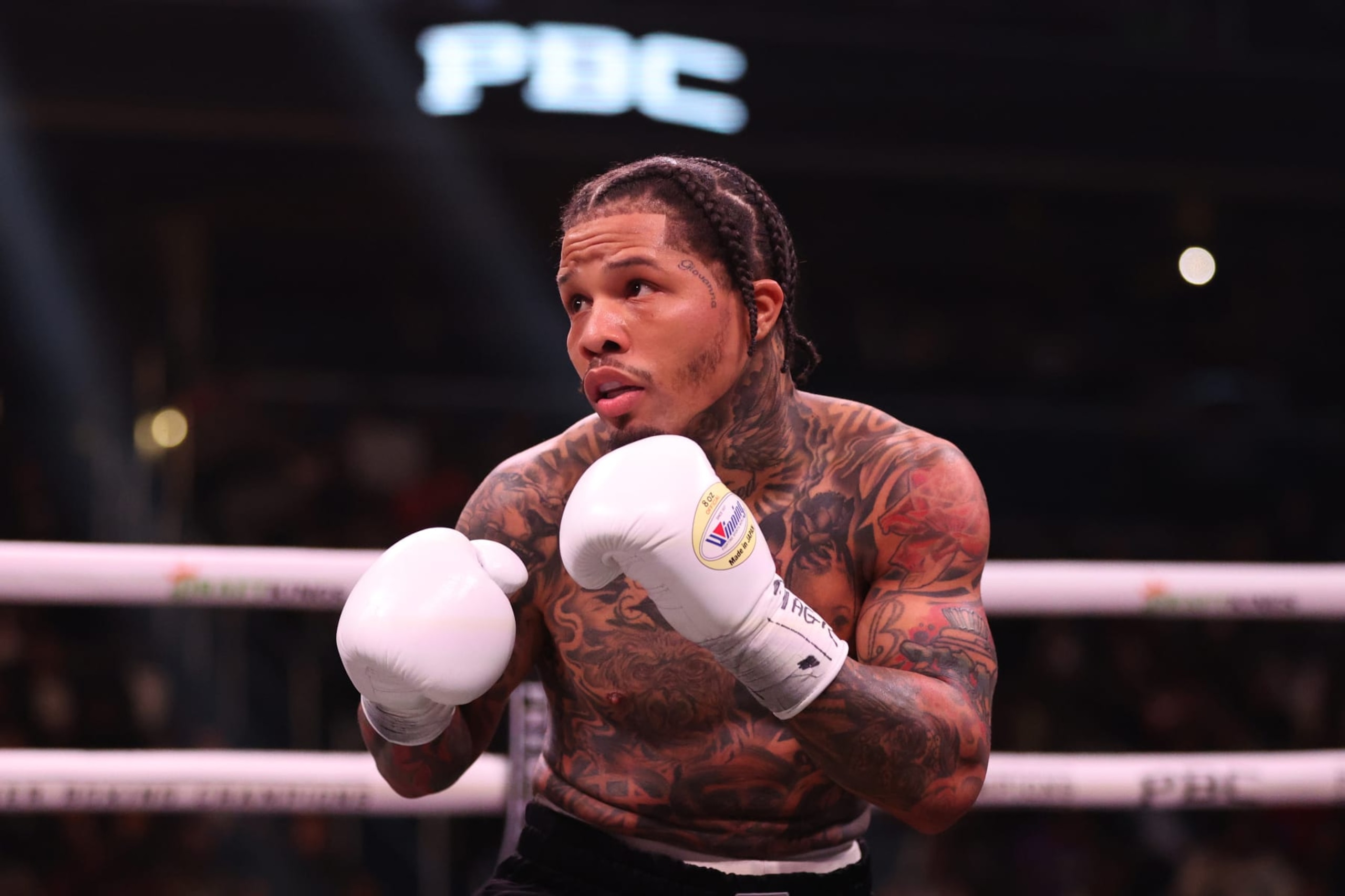WASHINGTON, DC - JANUARY 07: Gervonta Davis punches Hector Luis Garcia in their WBA World Lightweight Championship bout at Capital One Arena on January 7, 2023 in Washington, DC. (Photo by Patrick Smith/Getty Images) WASHINGTON, DC - JANUARY 07: Gervonta Davis punches Hector Luis Garcia in their WBA World Lightweight Championship bout at Capital One Arena on January 7, 2023 in Washington, DC. (Photo by Patrick Smith/Getty Images)