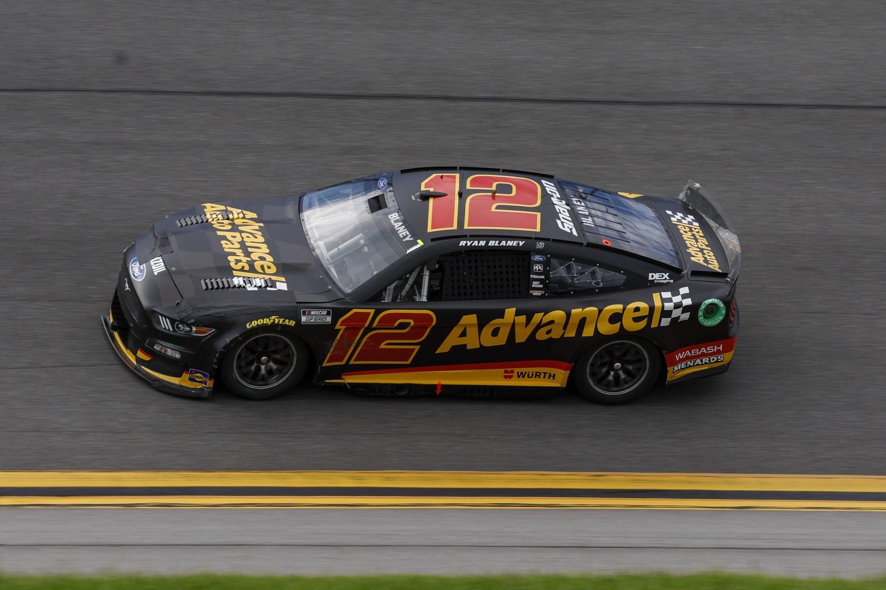 DAYTONA, FL - AUGUST 28: Ryan Blaney (#12 Team Penske Advance Auto Parts Ford) during the NASCAR Cup Series Coke Zero Sugar 400 at Daytona on August 28, 2022 at Daytona International Speedway in Daytona Beach, Fl. (Photo by David Rosenblum/Icon Sportswire via Getty Images)