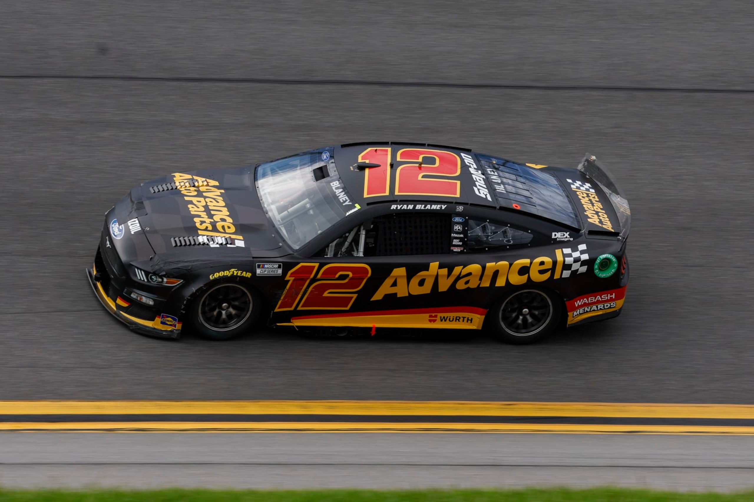 DAYTONA, FL - AUGUST 28: Ryan Blaney (#12 Team Penske Advance Auto Parts Ford) during the NASCAR Cup Series Coke Zero Sugar 400 at Daytona on August 28, 2022 at Daytona International Speedway in Daytona Beach, Fl. (Photo by David Rosenblum/Icon Sportswire via Getty Images)