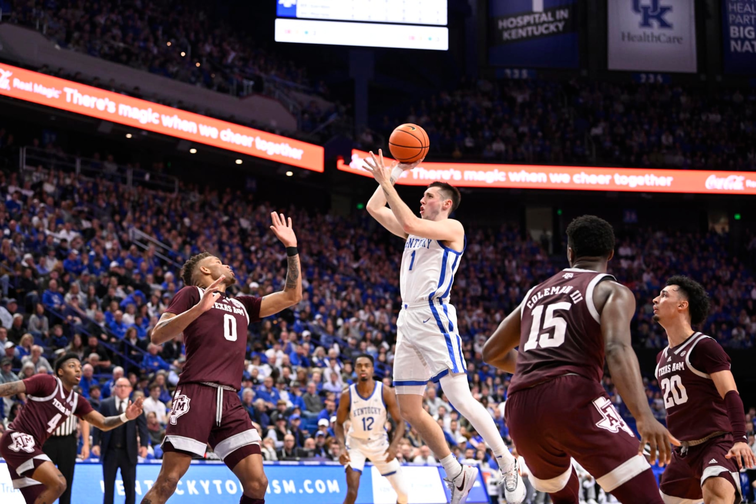 College Basketball: Kentucky CJ Fredrick (1) in action, shoots vs Texas A&M at Rupp Arena. Lexington, KY 1/21/2023 CREDIT: Greg Nelson (Photo by Greg Nelson/Sports Illustrated via Getty Images) (Set Number: X164286 TK1)