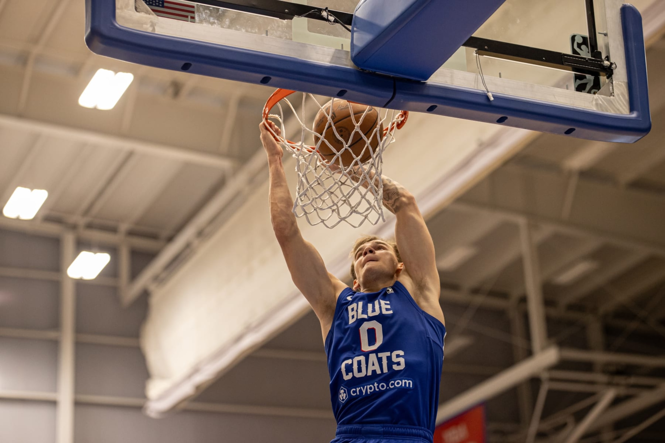 WILMINGTON, DE - FEBRUARY 13: Mac McClung #0 of the Delaware Blue coats dunks the ball during the game against the Atlanta Skyhawks on February 13, 2023 at Chase Field House in Wilmington, Delaware. NOTE TO USER: User expressly acknowledges and agrees that, by downloading and or using this photograph, User is consenting to the terms and conditions of the Getty Images License Agreement. Mandatory Copyright Notice: Copyright 2023 NBAE (Photo by KeShawn Ennis/NBAE via Getty Images)