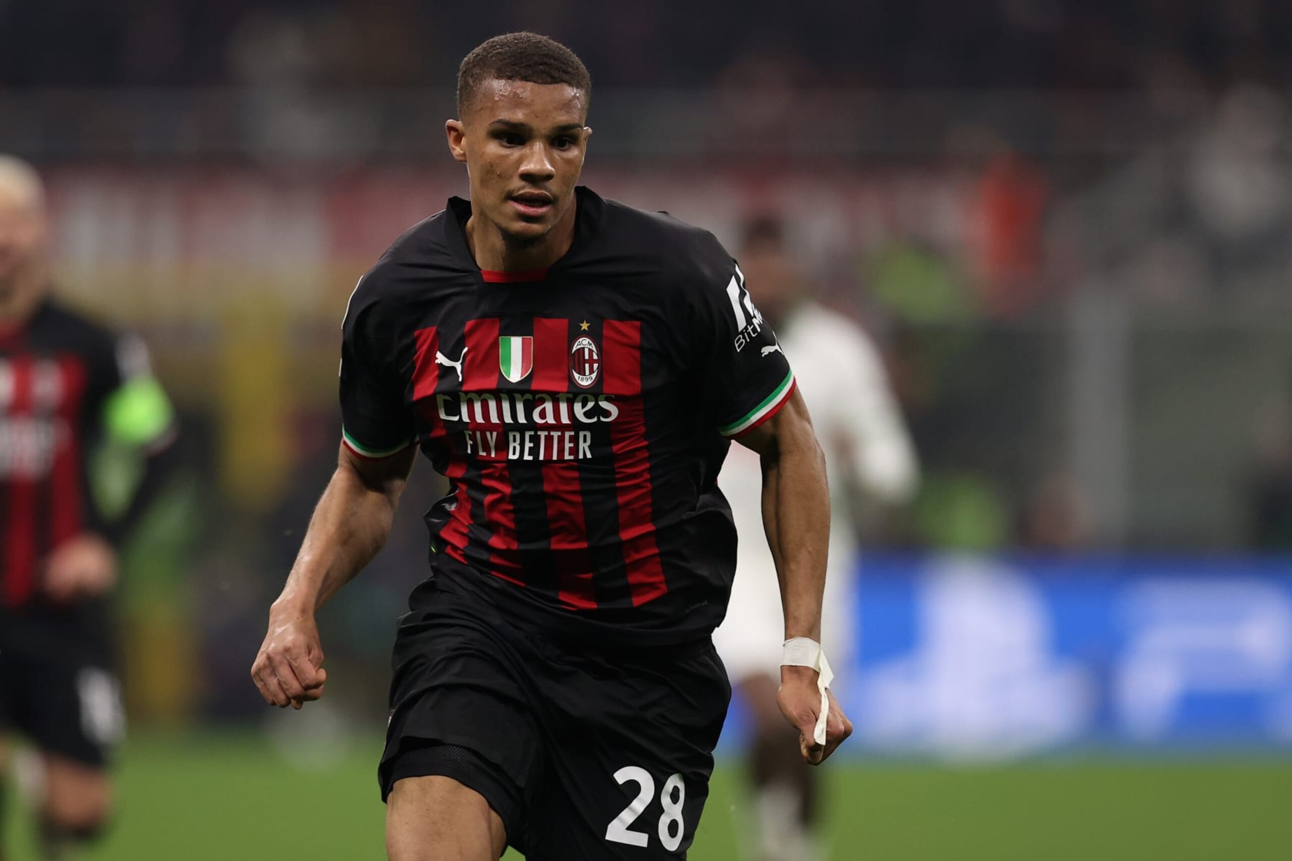 MILAN, ITALY - FEBRUARY 14: Malick Thiaw of AC Milan in action during the UEFA Champions League round of 16 leg one match between AC Milan and Tottenham Hotspur at Giuseppe Meazza Stadium on February 14, 2023 in Milan, Italy. (Photo by Francesco Scaccianoce/Getty Images) MILAN, ITALY - FEBRUARY 14: Malick Thiaw of AC Milan in action during the UEFA Champions League round of 16 leg one match between AC Milan and Tottenham Hotspur at Giuseppe Meazza Stadium on February 14, 2023 in Milan, Italy. (Photo by Francesco Scaccianoce/Getty Images)