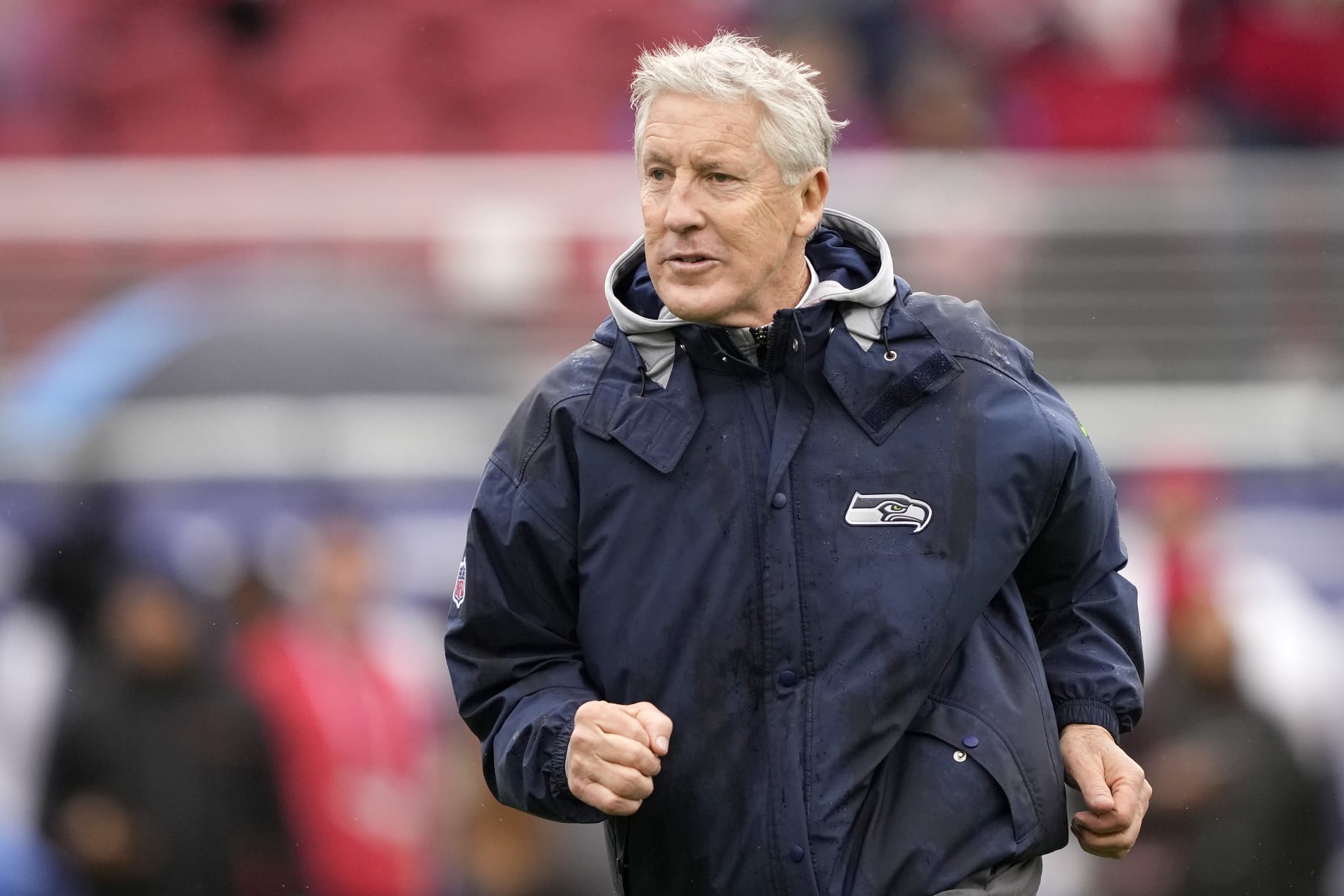 SANTA CLARA, CALIFORNIA - JANUARY 14: Head coach Pete Carroll of the Seattle Seahawks looks on prior to the NFC Wild Card playoff game against the San Francisco 49ers at Levi's Stadium on January 14, 2023 in Santa Clara, California. (Photo by Thearon W. Henderson/Getty Images)