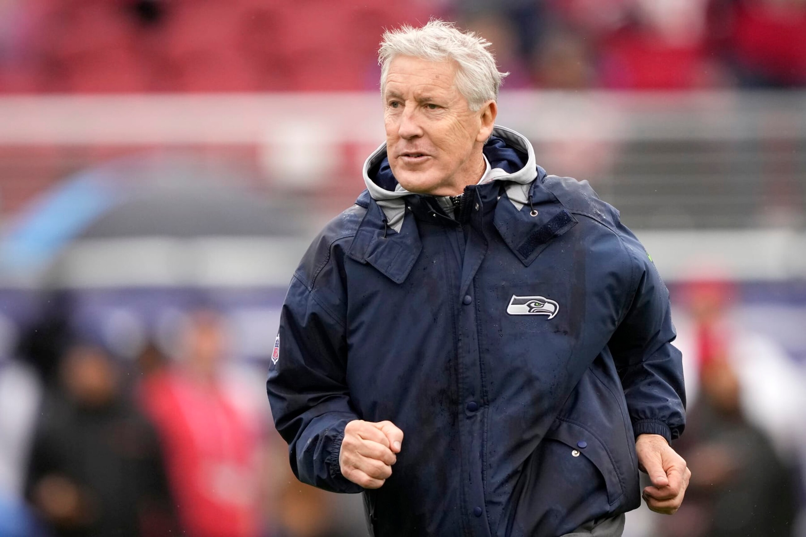SANTA CLARA, CALIFORNIA - JANUARY 14: Head coach Pete Carroll of the Seattle Seahawks looks on prior to the NFC Wild Card playoff game against the San Francisco 49ers at Levi's Stadium on January 14, 2023 in Santa Clara, California. (Photo by Thearon W. Henderson/Getty Images)