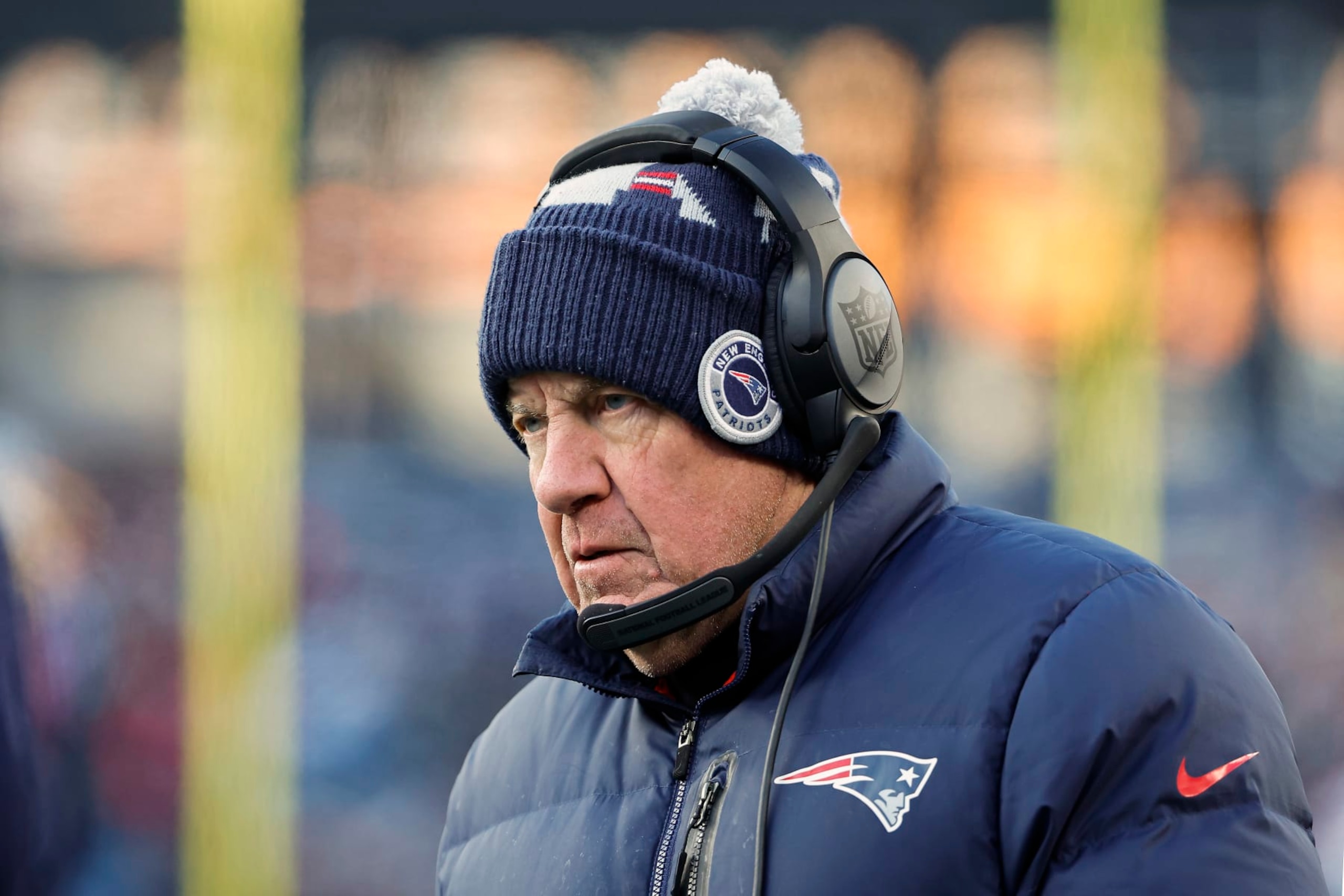 FOXBOROUGH, MA - DECEMBER 24: Head coach Bill Belichick of the New England Patriots during the game against the Cincinnati Bengals at Gillette Stadium on December 24, 2022 in Foxborough, Massachusetts.(Photo By Winslow Townson/Getty Images)