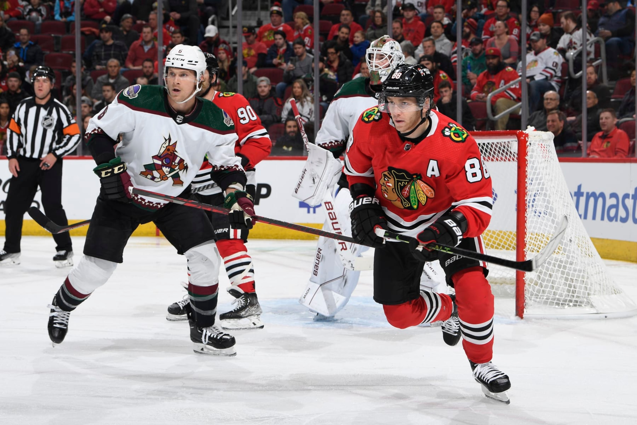 Arizona Coyotes defenseman Jakob Chychrun (left) and Chicago Blackhawks winger Patrick Kane. Arizona Coyotes defenseman Jakob Chychrun (left) and Chicago Blackhawks winger Patrick Kane.