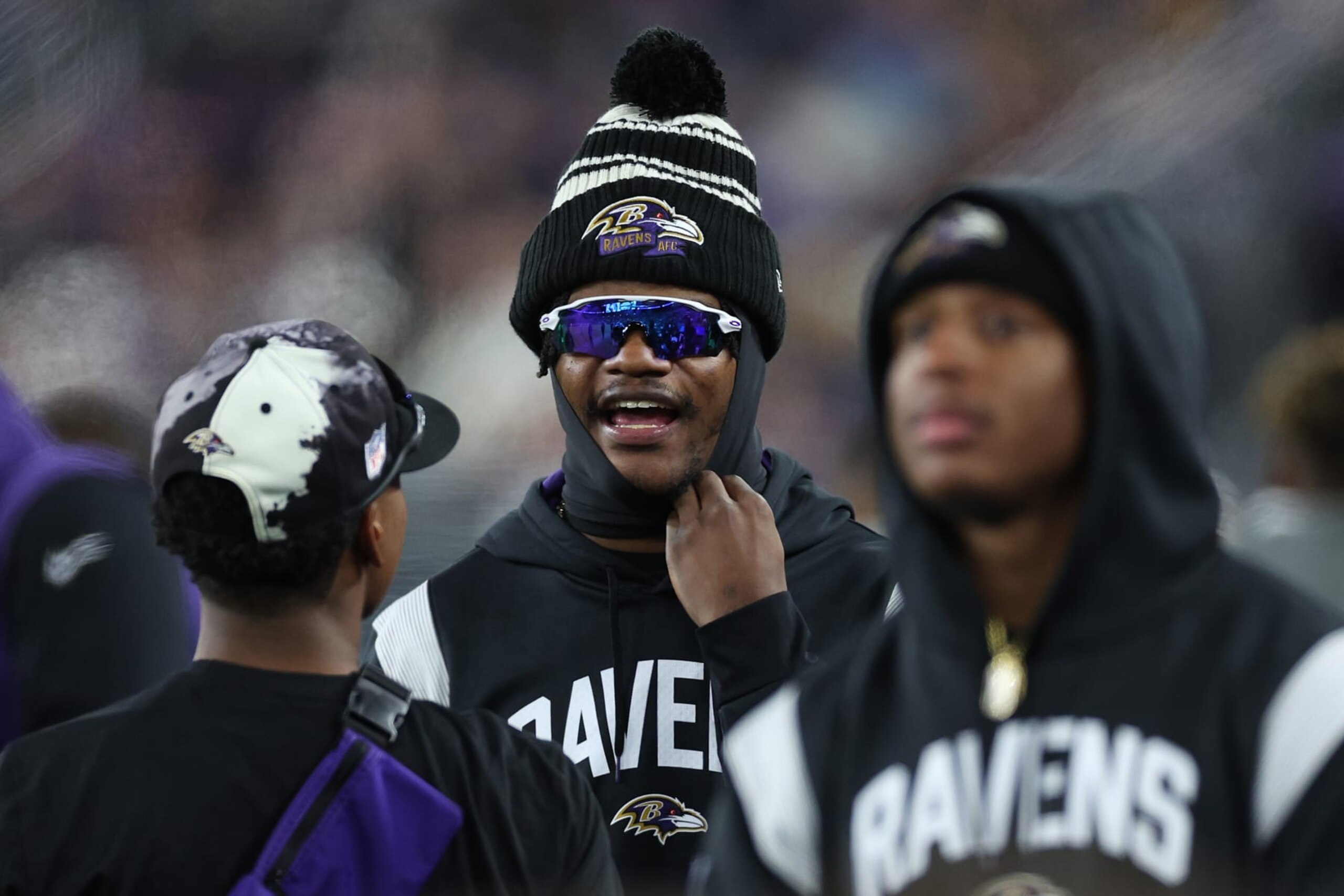 BALTIMORE, MARYLAND - JANUARY 01: Lamar Jackson #8 of the Baltimore Ravens looks on against the Pittsburgh Steelers during the third quarter at M&T Bank Stadium on January 01, 2023 in Baltimore, Maryland. (Photo by Patrick Smith/Getty Images)