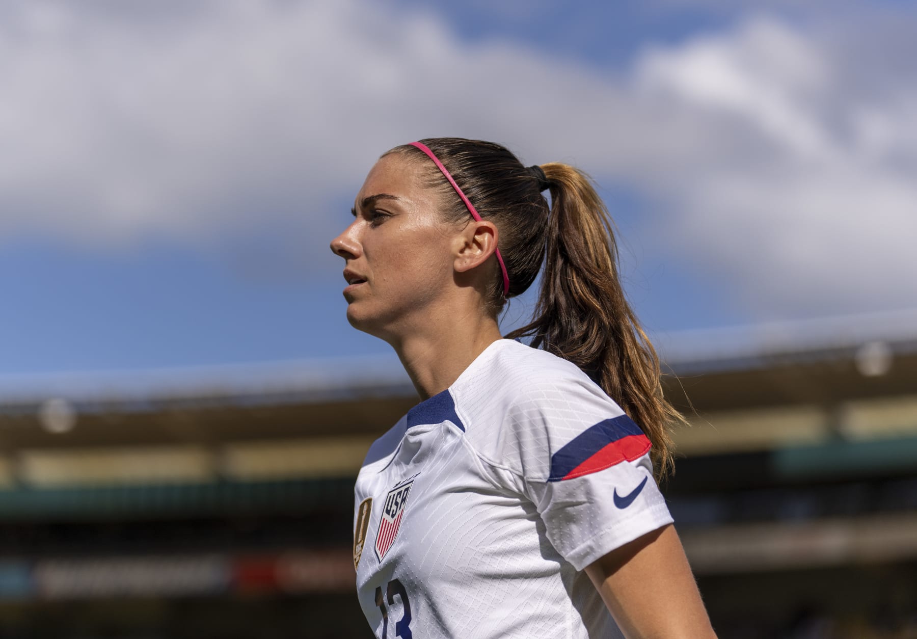 WELLINGTON, NEW ZEALAND - JANUARY 18: Alex Morgan #13 of the United States warms up during a game between New Zealand and USWNT at Sky Stadium on January 18, 2023 in Wellington, New Zealand. (Photo by Brad Smith/ISI Photos/Getty Images)