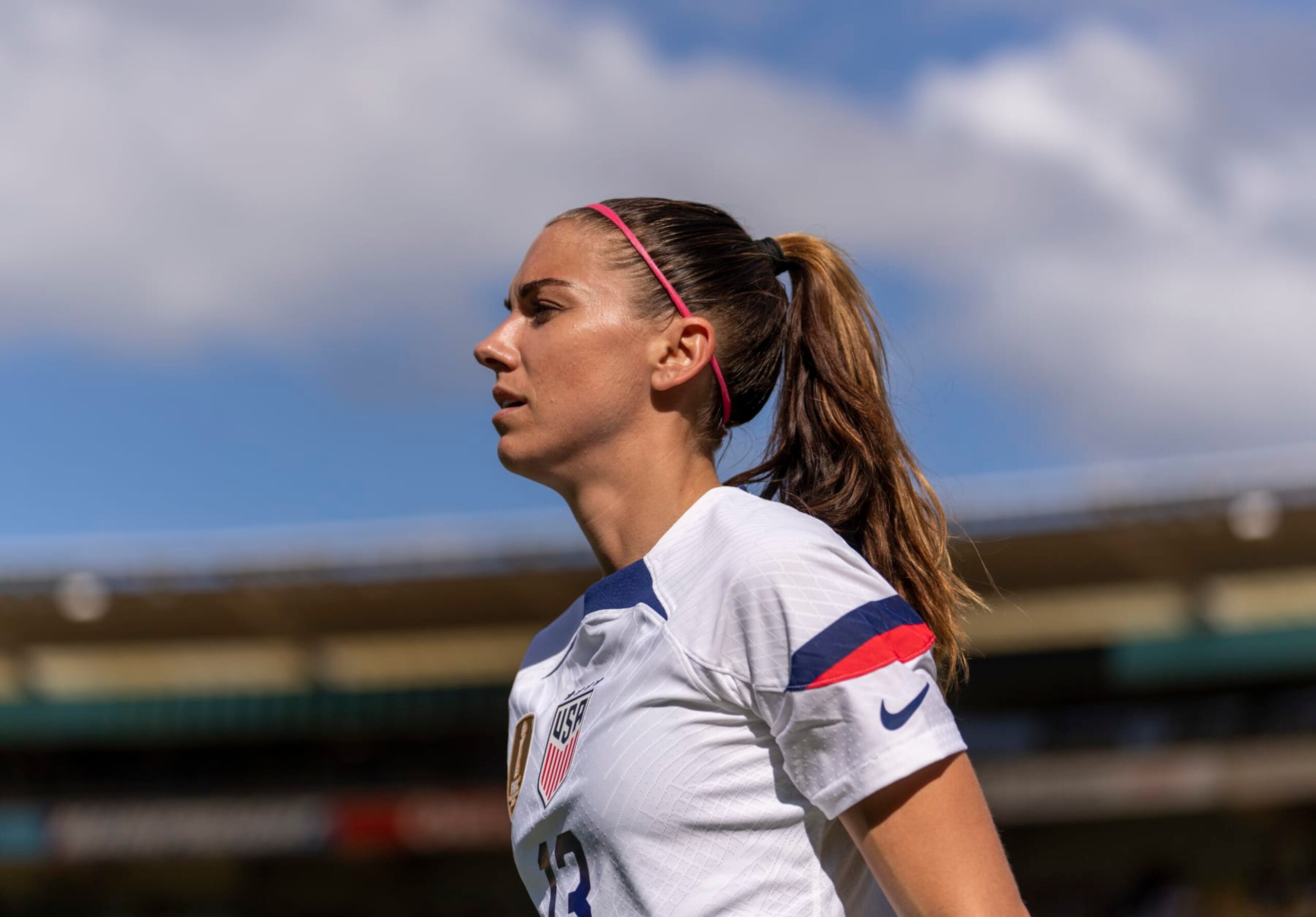 WELLINGTON, NEW ZEALAND - JANUARY 18: Alex Morgan #13 of the United States warms up during a game between New Zealand and USWNT at Sky Stadium on January 18, 2023 in Wellington, New Zealand. (Photo by Brad Smith/ISI Photos/Getty Images)