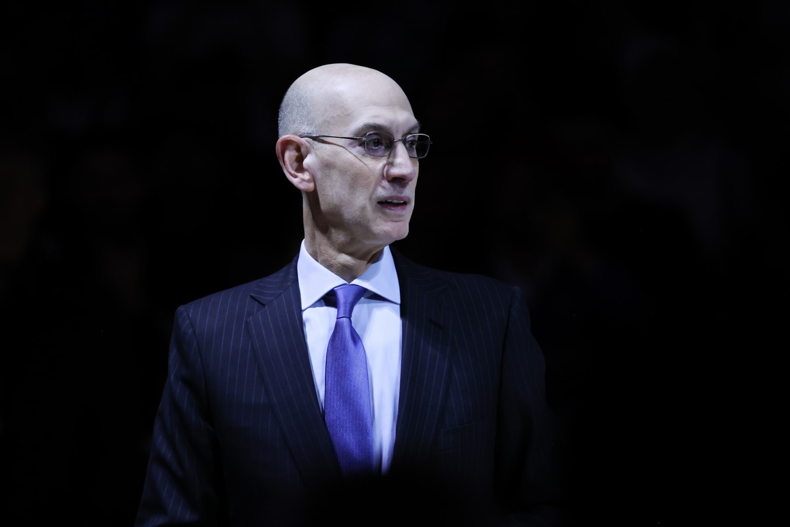 SAN FRANCISCO, CA - OCTOBER 18: Commissioner of the NBA, Adam Silver is seen at the Champions Ring Night Ceremony before NBA game between Golden State Warriors and Los Angeles Lakers at the Chase Center on October 18, 2022 in San Francisco, California, United States. (Photo by Tayfun Coskun/Anadolu Agency via Getty Images) SAN FRANCISCO, CA - OCTOBER 18: Commissioner of the NBA, Adam Silver is seen at the Champions Ring Night Ceremony before NBA game between Golden State Warriors and Los Angeles Lakers at the Chase Center on October 18, 2022 in San Francisco, California, United States. (Photo by Tayfun Coskun/Anadolu Agency via Getty Images)