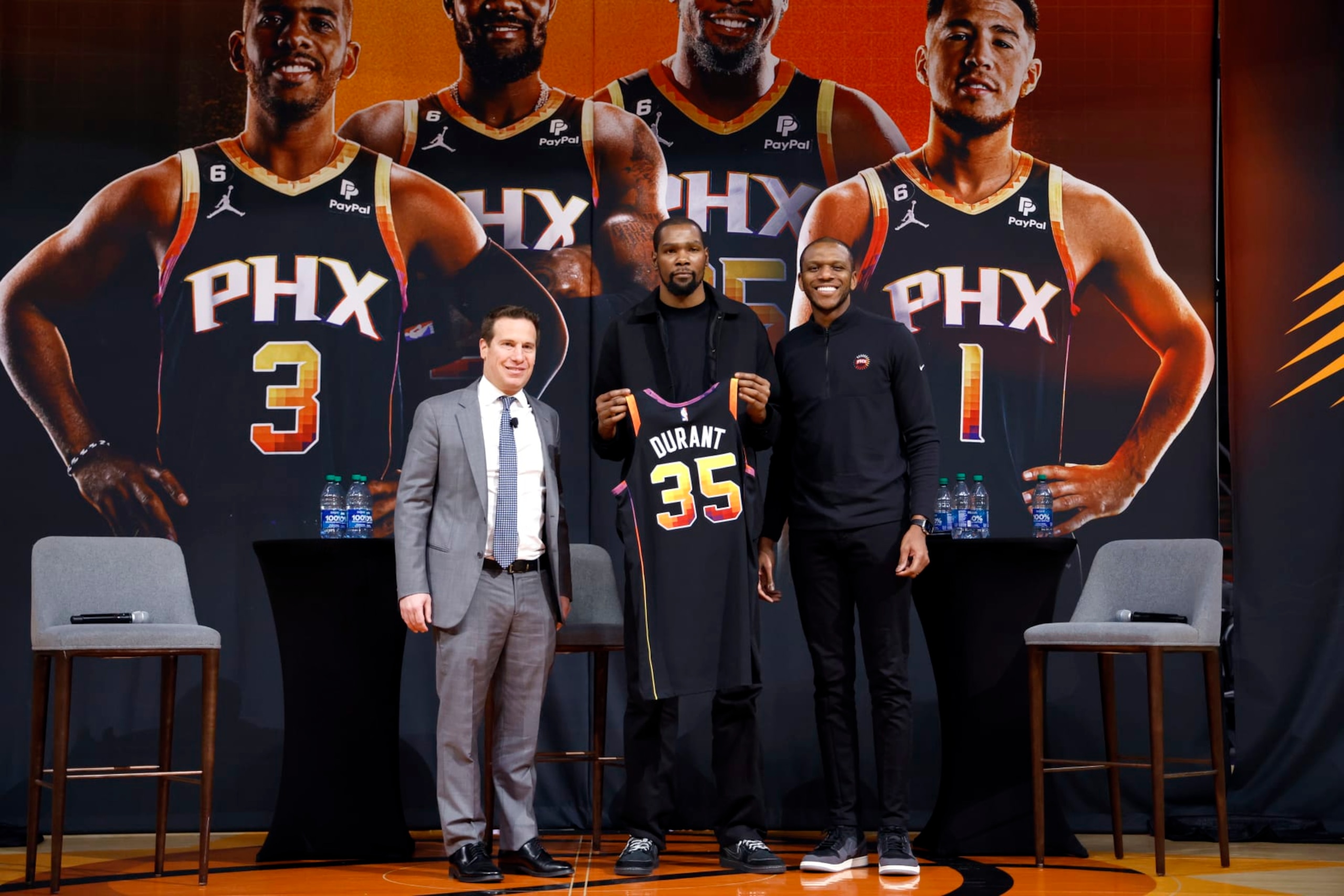 Mat Ishbia, Kevin Durant and James Jones