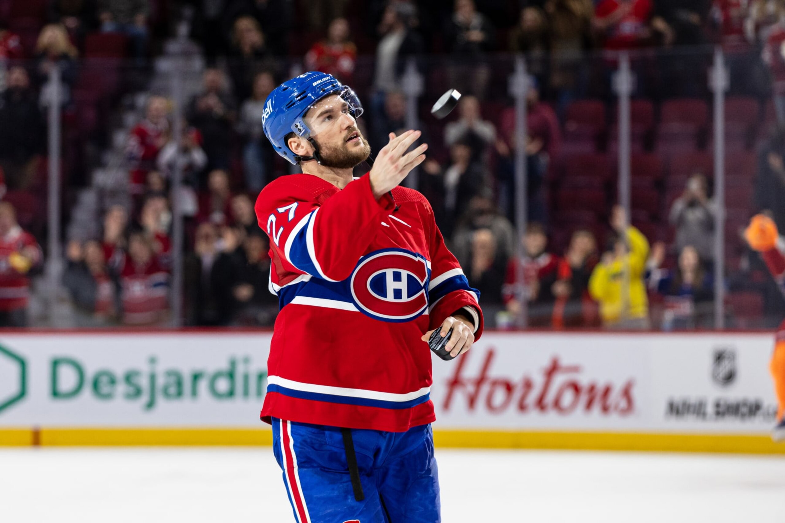 MONTREAL, CANADA - FEBRUARY 14: The first start of the game, Jonathan Drouin #27 of the Montreal Canadiens after the NHL regular season game between the Montreal Canadiens and the Chicago Blackhawks at the Bell Centre on February 14, 2023 in Montreal, Quebec, Canada. (Photo by Vitor Munhoz/NHLI via Getty Images) MONTREAL, CANADA - FEBRUARY 14: The first start of the game, Jonathan Drouin #27 of the Montreal Canadiens after the NHL regular season game between the Montreal Canadiens and the Chicago Blackhawks at the Bell Centre on February 14, 2023 in Montreal, Quebec, Canada. (Photo by Vitor Munhoz/NHLI via Getty Images)