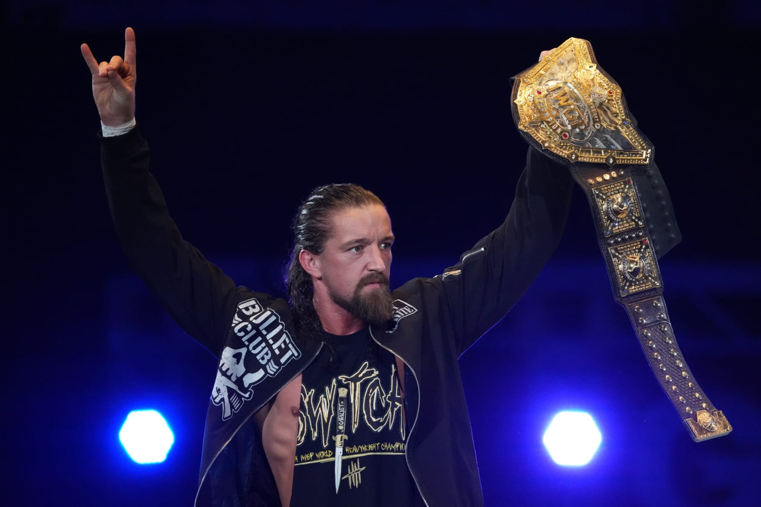 TOKYO, JAPAN - AUGUST 17:Jay White enters the ring during the New Japan Pro-Wrestling - G1 Climax 32 at Nippon Budokan on August 17, 2022 in Tokyo, Japan. (Photo by Etsuo Hara/Getty Images)