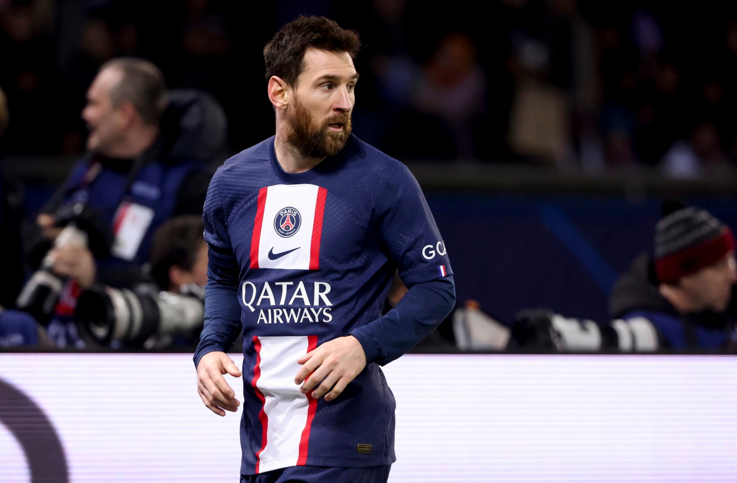 PARIS, FRANCE - FEBRUARY 14: Lionel Messi of PSG during the UEFA Champions League round of 16 leg one match between Paris Saint-Germain (PSG) and FC Bayern Muenchen (Bayern Munich, Bayern Mรผnchen) at Parc des Princes stadium on February 14, 2023 in Paris, France. (Photo by Jean Catuffe/Getty Images) PARIS, FRANCE - FEBRUARY 14: Lionel Messi of PSG during the UEFA Champions League round of 16 leg one match between Paris Saint-Germain (PSG) and FC Bayern Muenchen (Bayern Munich, Bayern Mรผnchen) at Parc des Princes stadium on February 14, 2023 in Paris, France. (Photo by Jean Catuffe/Getty Images)