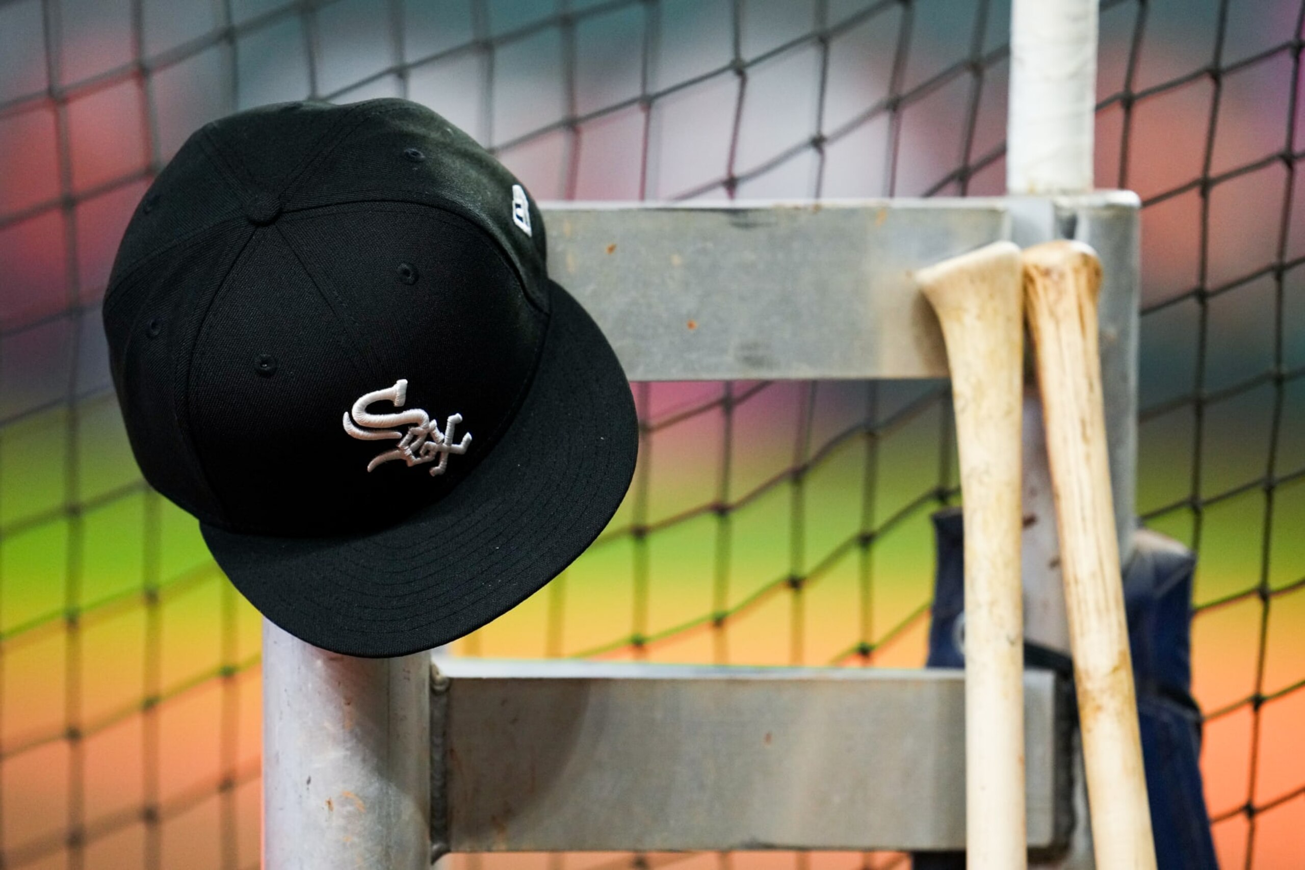HOUSTON, TX - OCTOBER 07: A detail shot of a Chicago White Sox hat during batting practice prior to Game 1 of the ALDS between the Chicago White Sox and the Houston Astros at Minute Maid Park on Thursday, October 7, 2021 in Houston, Texas. (Photo by Cooper Neill/MLB Photos via Getty Images) HOUSTON, TX - OCTOBER 07: A detail shot of a Chicago White Sox hat during batting practice prior to Game 1 of the ALDS between the Chicago White Sox and the Houston Astros at Minute Maid Park on Thursday, October 7, 2021 in Houston, Texas. (Photo by Cooper Neill/MLB Photos via Getty Images)