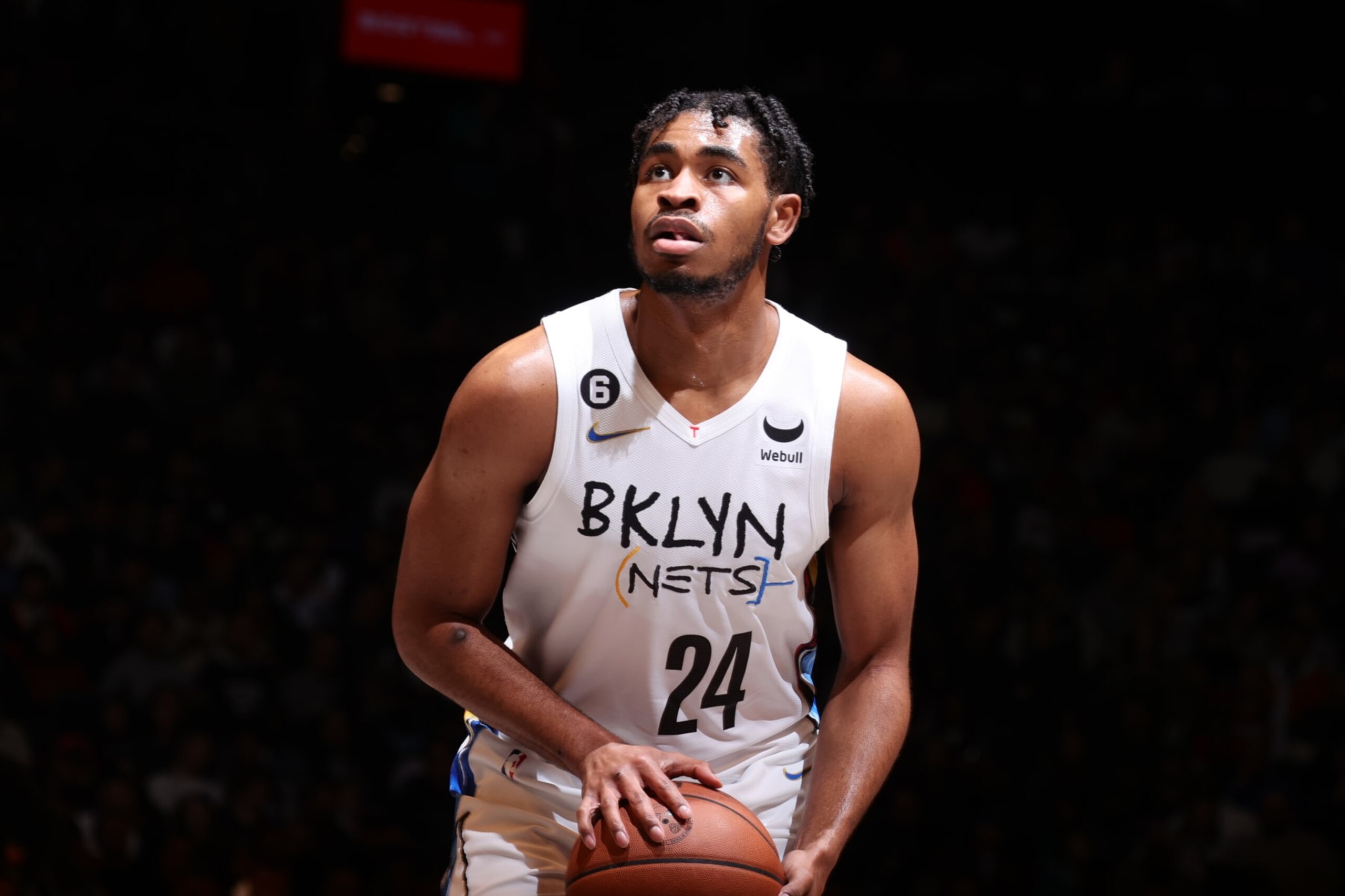 BROOKLYN, NY - FEBRUARY 15: Cam Thomas #24 of the Brooklyn Nets shoots the ball during the game against the Miami Heat on February 15, 2023 at Barclays Center in Brooklyn, New York. NOTE TO USER: User expressly acknowledges and agrees that, by downloading and or using this Photograph, user is consenting to the terms and conditions of the Getty Images License Agreement. Mandatory Copyright Notice: Copyright 2023 NBAE (Photo by Nathaniel S. Butler/NBAE via Getty Images) BROOKLYN, NY - FEBRUARY 15: Cam Thomas #24 of the Brooklyn Nets shoots the ball during the game against the Miami Heat on February 15, 2023 at Barclays Center in Brooklyn, New York. NOTE TO USER: User expressly acknowledges and agrees that, by downloading and or using this Photograph, user is consenting to the terms and conditions of the Getty Images License Agreement. Mandatory Copyright Notice: Copyright 2023 NBAE (Photo by Nathaniel S. Butler/NBAE via Getty Images)