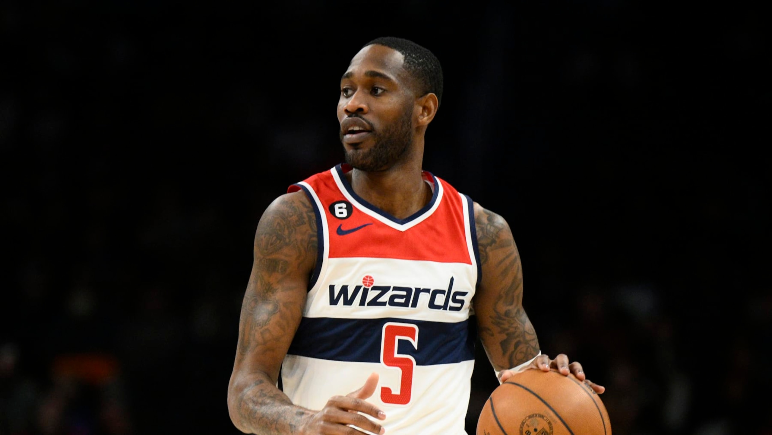 Washington Wizards forward Will Barton (5) in action during the first half of an NBA basketball game against the Cleveland Cavaliers, Monday, Feb. 6, 2023, in Washington. (AP Photo/Nick Wass)