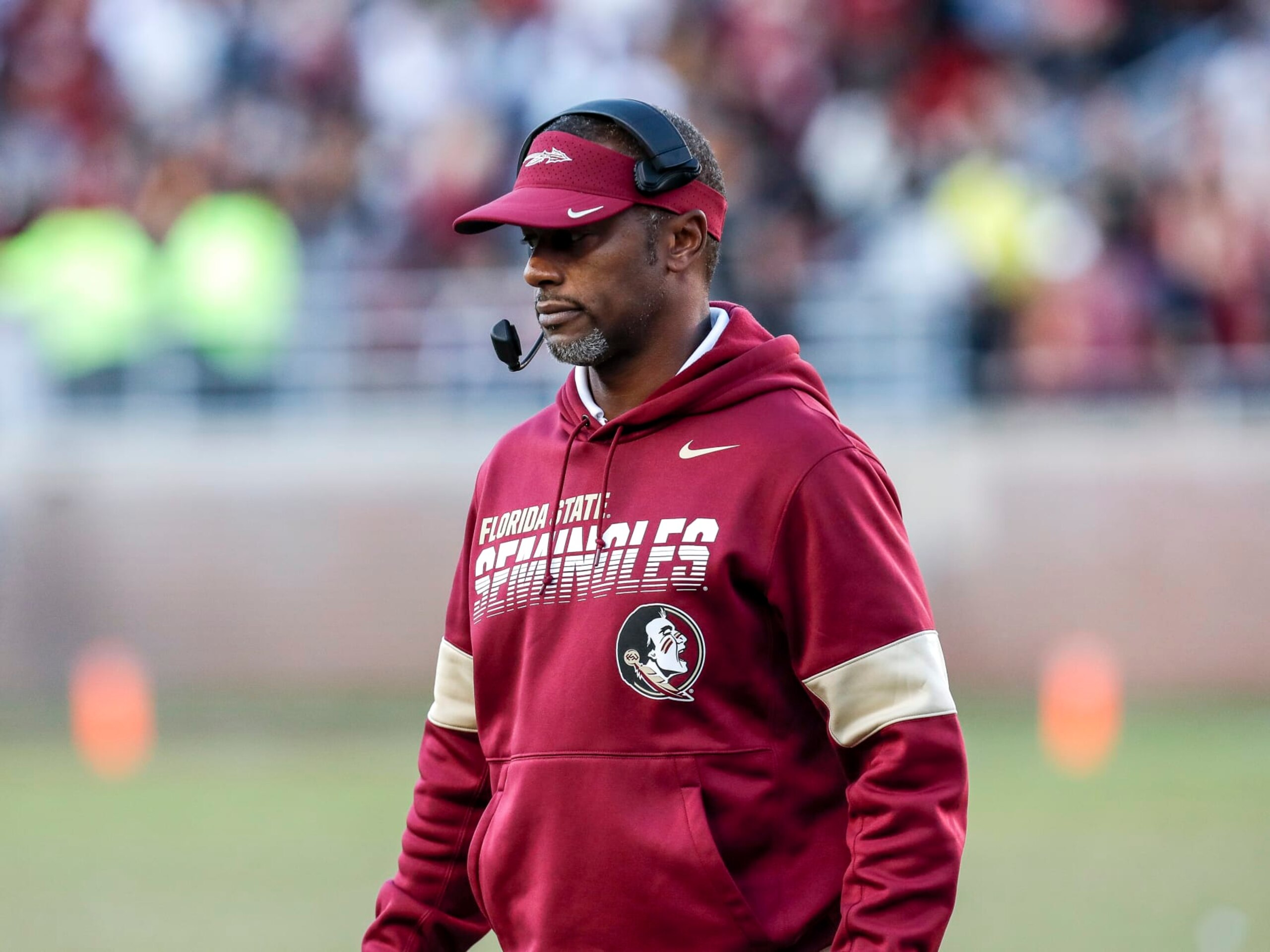 TALLAHASSEE, FL - NOVEMBER 2: Head Coach Willie Taggart of the Florida State Seminoles during the game against the Miami Hurricanes at Doak Campbell Stadium on Bobby Bowden Field on November 2, 2019 in Tallahassee, Florida. Miami defeated Florida State 27 to 10. (Photo by Don Juan Moore/Getty Images)