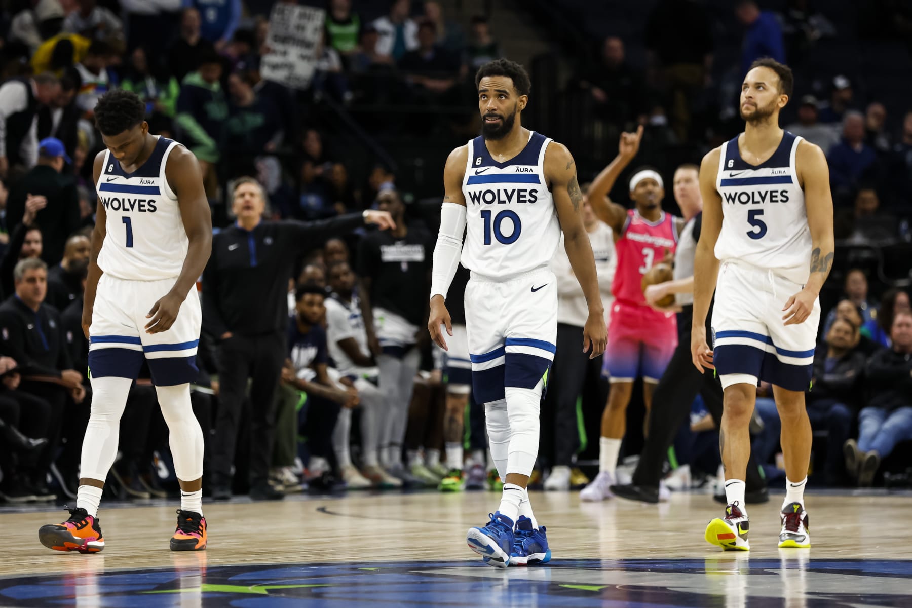 Mike Conley, Anthony Edwards and Kyle Anderson.