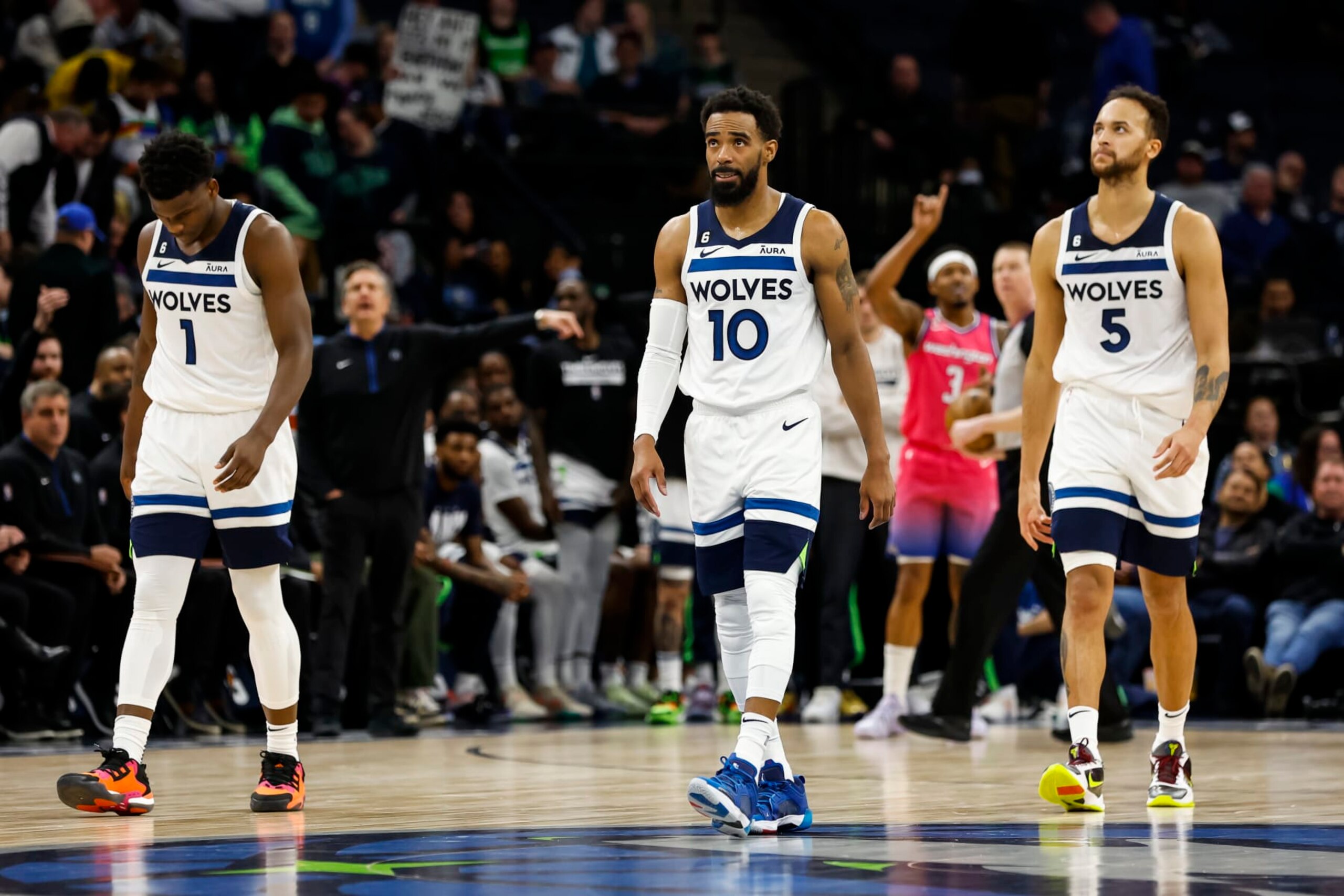 Mike Conley, Anthony Edwards and Kyle Anderson. Mike Conley, Anthony Edwards and Kyle Anderson.