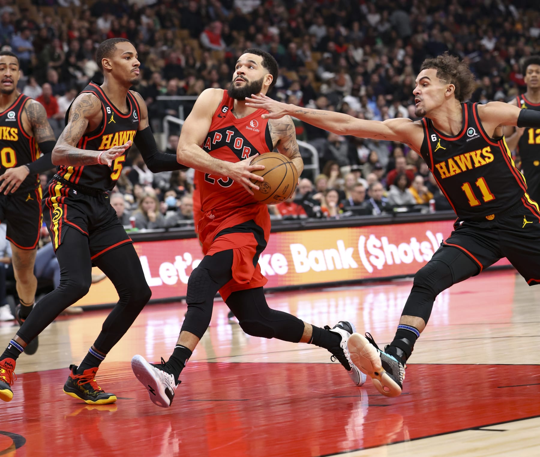 Fred VanVleet, Trae Young and Dejounte Murray
