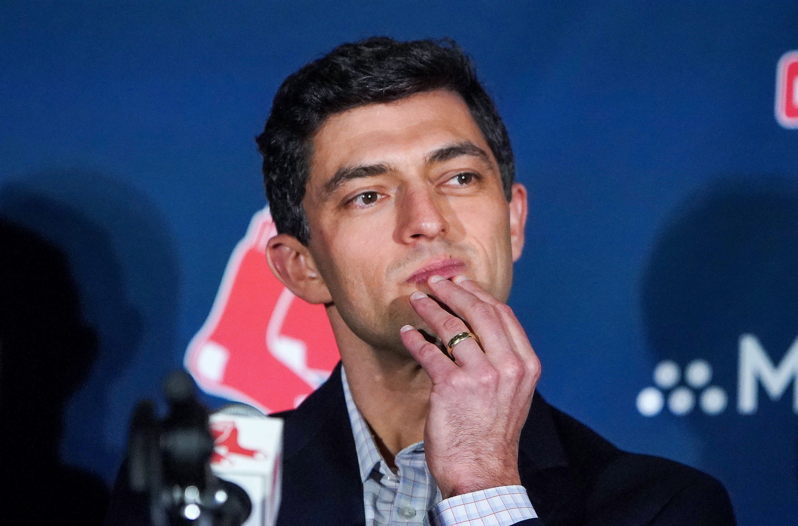 Boston, MA - December 15: Boston Red Sox Chief Baseball Officer Chaim Bloom at the introductory press conference for new Boston Red Sox OF Masataka Yoshida at Fenway Park. (Photo by Barry Chin/The Boston Globe via Getty Images)