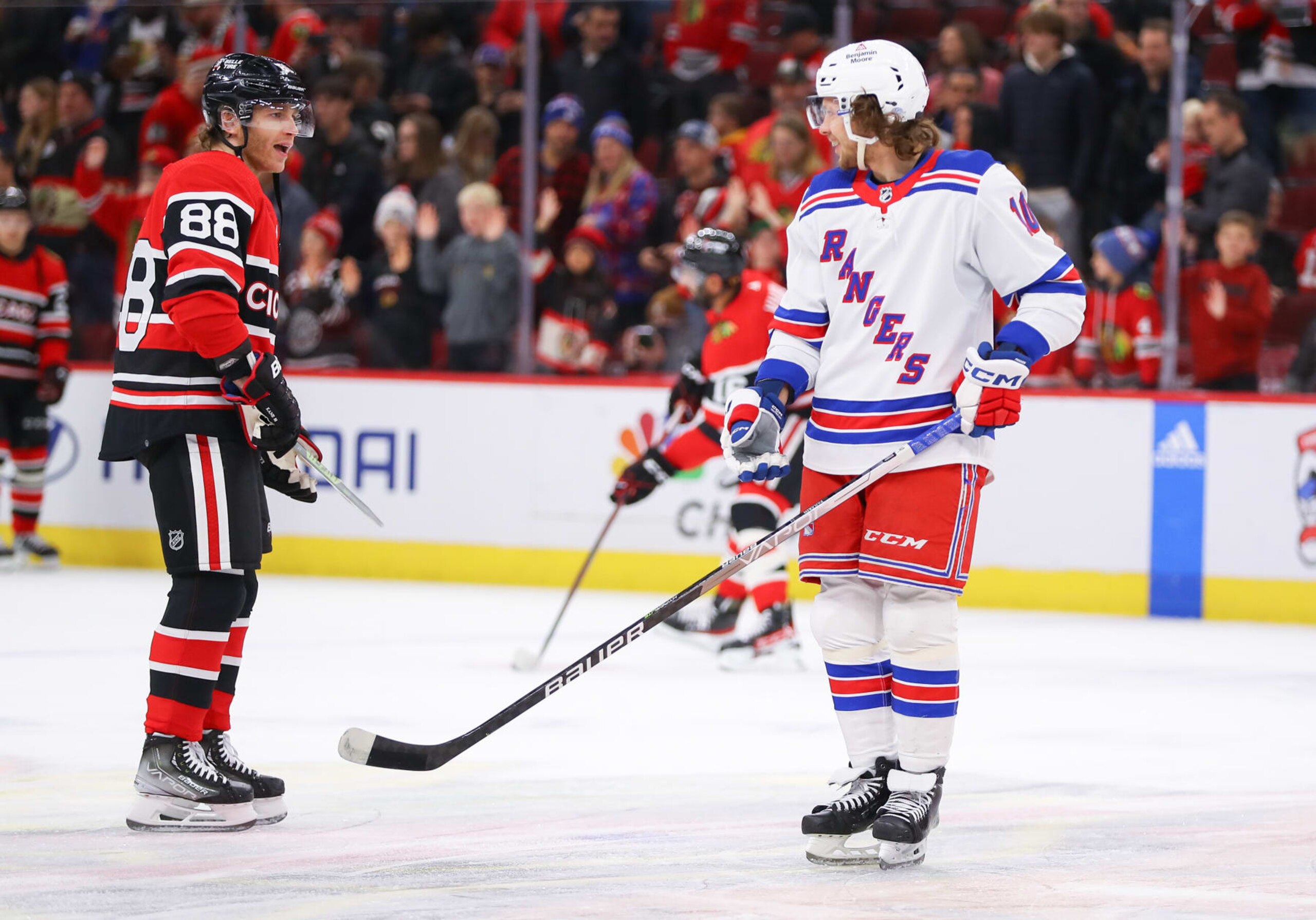 Together again: Patrick Kane and Artemi Panarin are teammates for the second time.