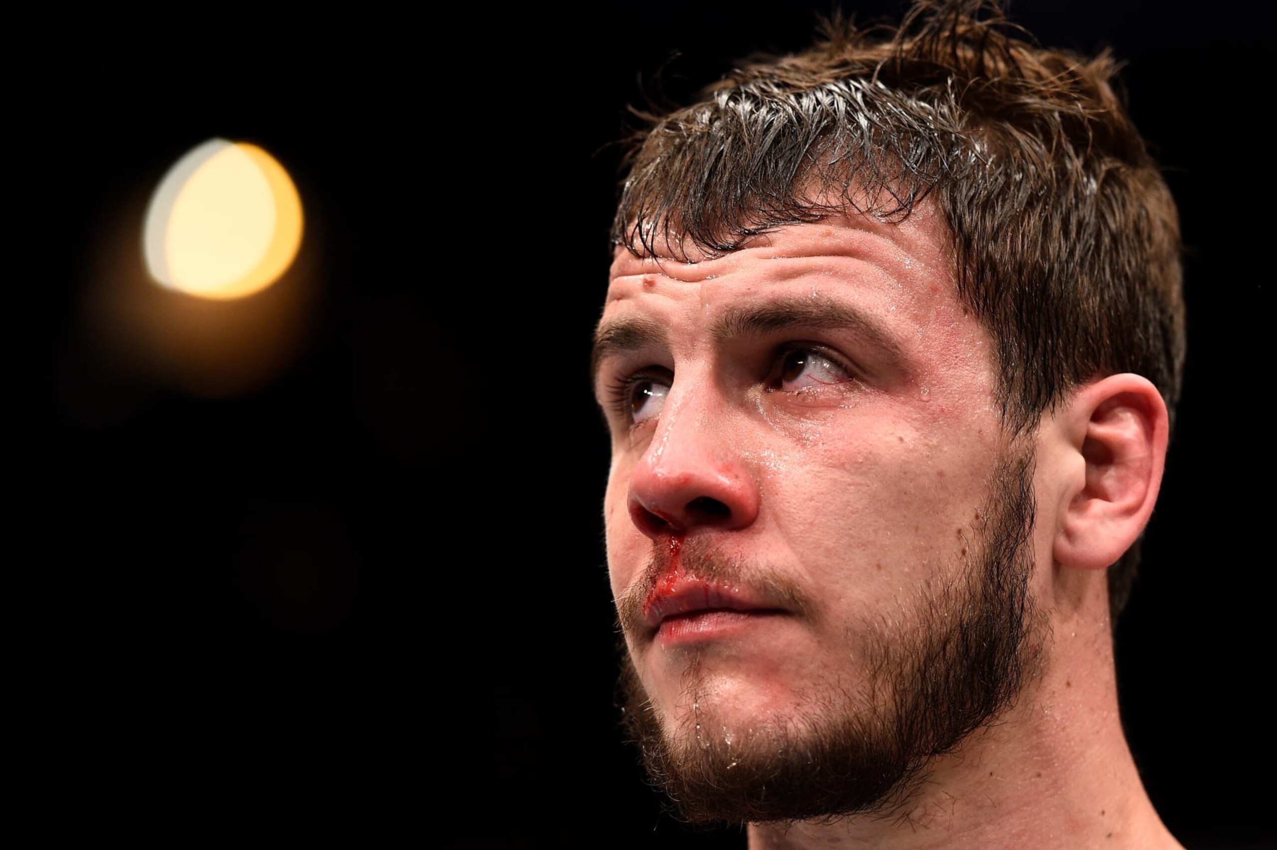TORONTO, CANADA - DECEMBER 10:  Nikita Krylov of Ukraine reacts after his submission loss to Misha Cirkunov during the UFC 206 event inside the Air Canada Centre on December 10, 2016 in Toronto, Ontario, Canada. (Photo by Jeff Bottari/Zuffa LLC/Zuffa LLC via Getty Images)