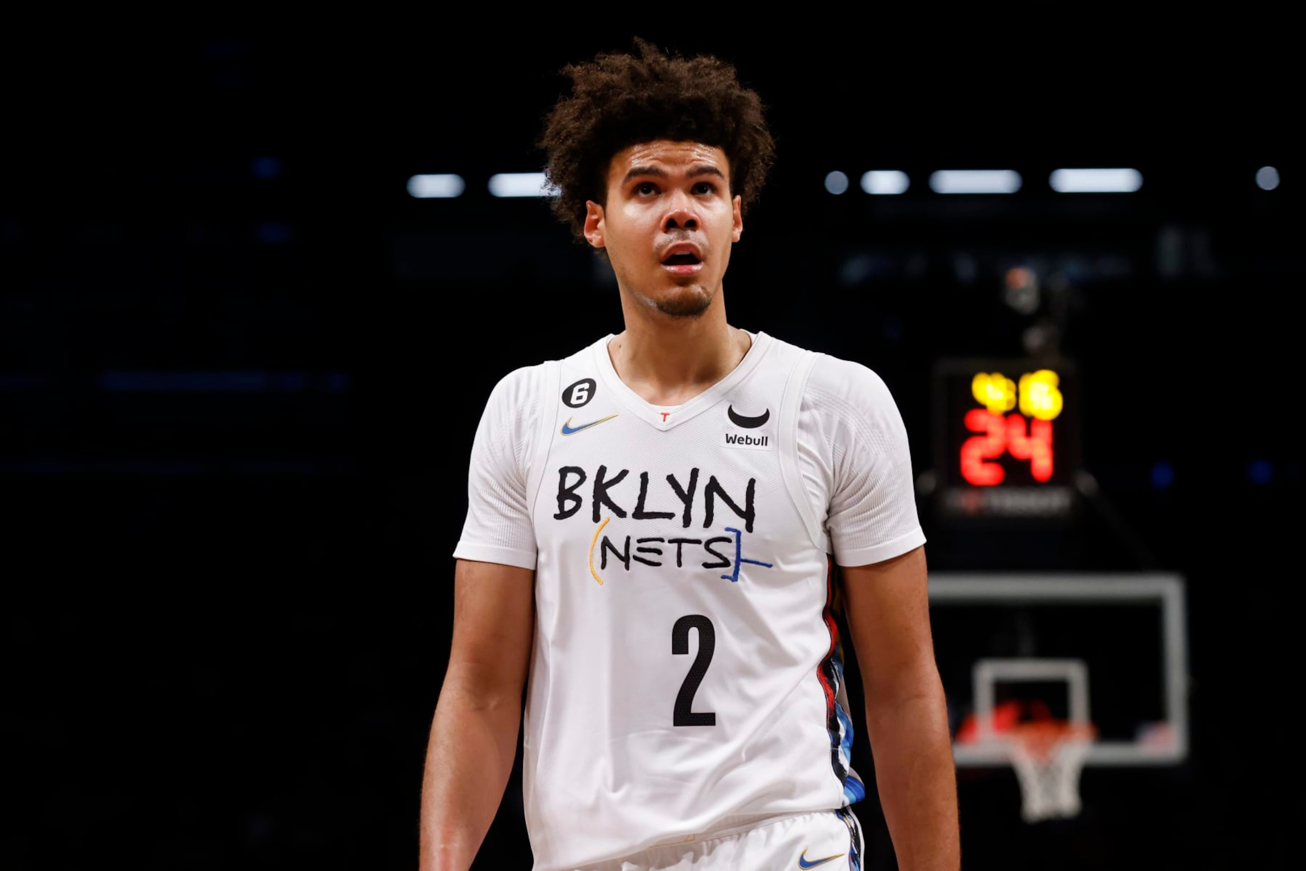 Brooklyn Nets' Cam Johnson (2) walks up the court during the third quarter of an NBA basketball game against the Philadelphia 76ers Saturday, Feb. 11, 2023, in New York. (AP Photo/Jason DeCrow) Brooklyn Nets' Cam Johnson (2) walks up the court during the third quarter of an NBA basketball game against the Philadelphia 76ers Saturday, Feb. 11, 2023, in New York. (AP Photo/Jason DeCrow)