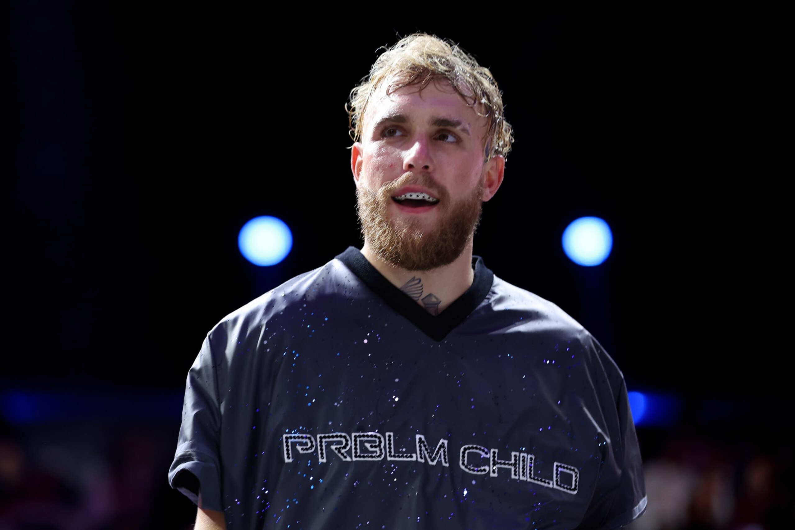 RIYADH, SAUDI ARABIA - FEBRUARY 26: Jake Paul looks on as they enter the arena during their ring walk prior to the Cruiserweight Title fight between Jake Paul and Tommy Fury at the Diriyah Arena on February 26, 2023 in Riyadh, Saudi Arabia. (Photo by Francois Nel/Getty Images) RIYADH, SAUDI ARABIA - FEBRUARY 26: Jake Paul looks on as they enter the arena during their ring walk prior to the Cruiserweight Title fight between Jake Paul and Tommy Fury at the Diriyah Arena on February 26, 2023 in Riyadh, Saudi Arabia. (Photo by Francois Nel/Getty Images)