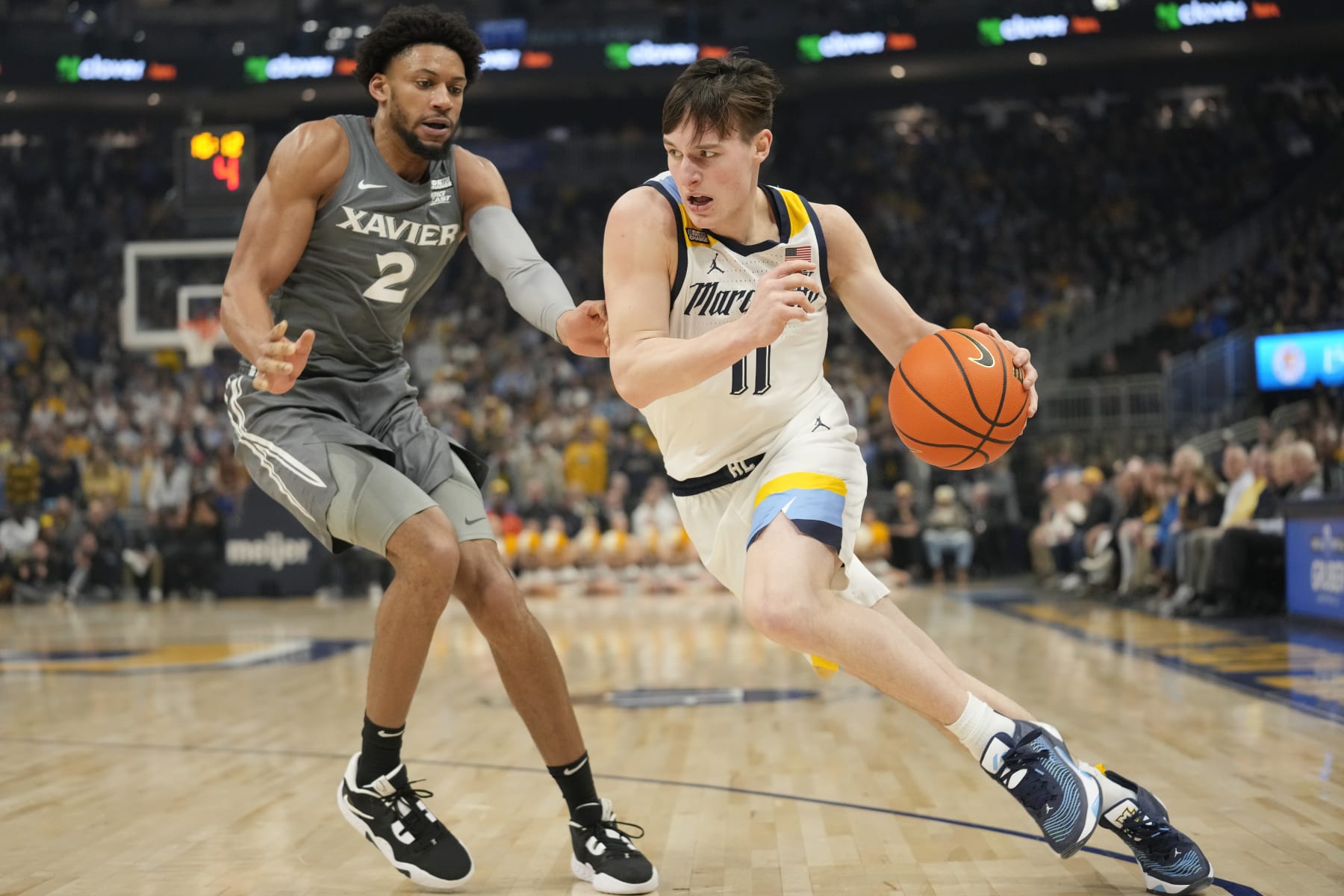 Marquette's Tyler Kolek and Xavier's Jerome Hunter