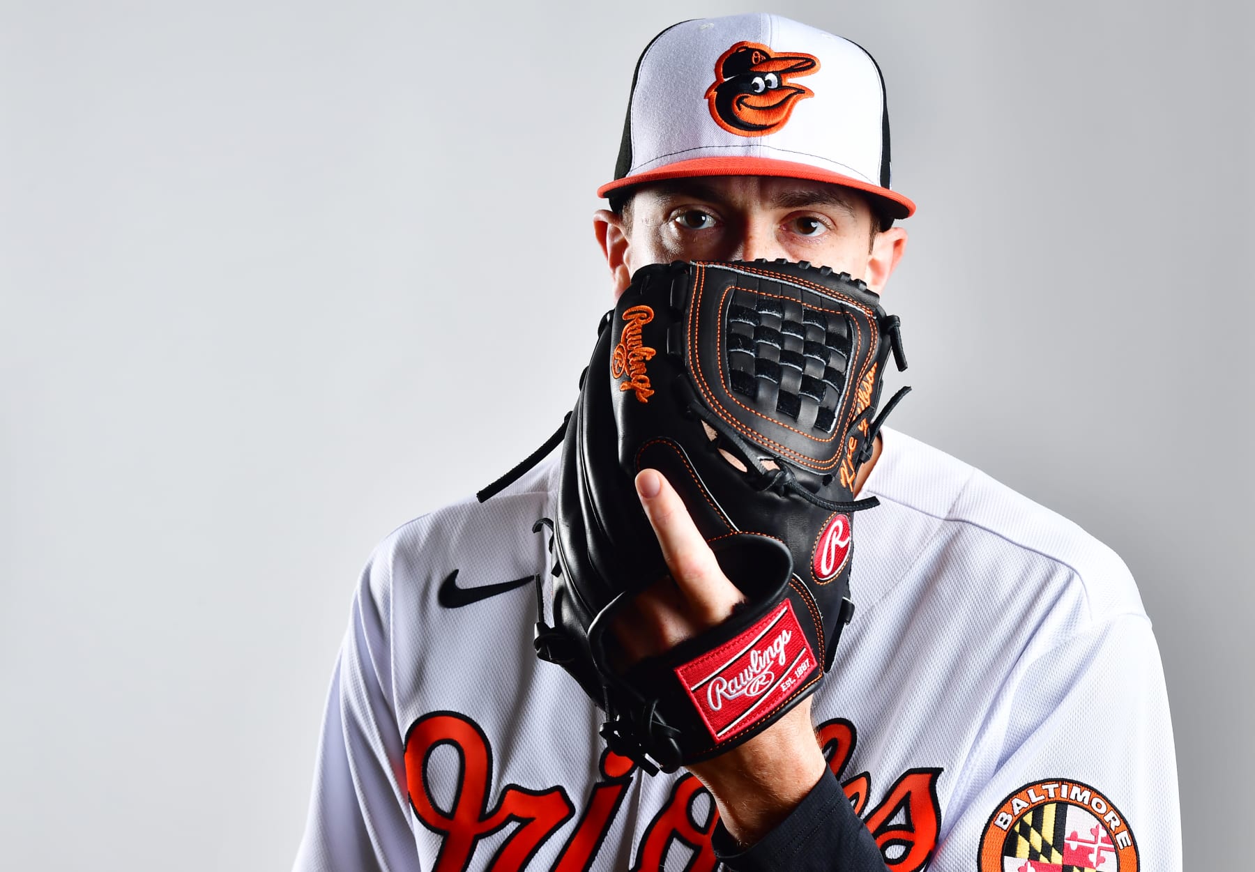 SARASOTA, FLORIDA - FEBRUARY 23: Kyle Gibson #48 of the Baltimore Orioles poses for a portrait during the 2023 Baltimore Orioles Photo Day at Ed Smith Stadium on February 23, 2023 in Sarasota, Florida. (Photo by Julio Aguilar/Getty Images)