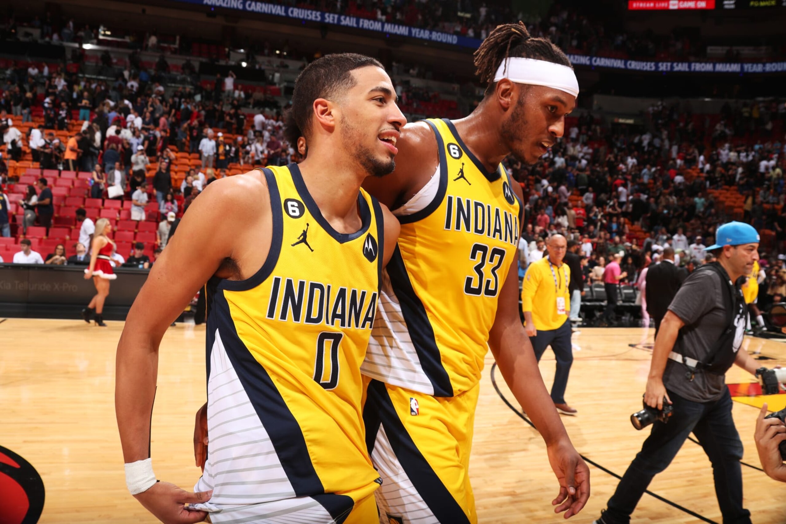 Tyrese Haliburton and Myles Turner