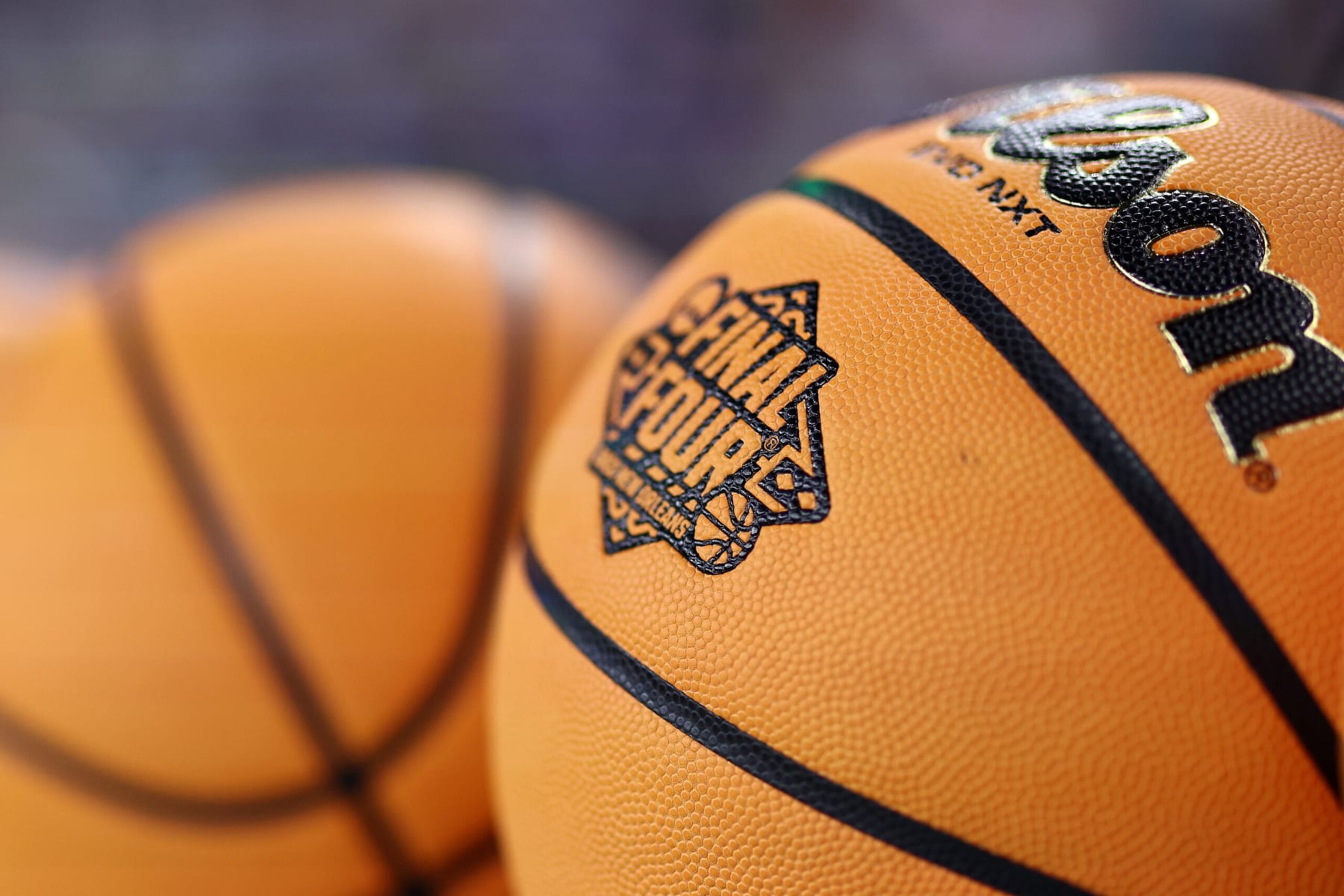 NEW ORLEANS, LOUISIANA - APRIL 01: A basketball with the Final Four Tournament logo is seen during practice before the 2022 Men's Basketball Tournament Final Four at Caesars Superdome on April 01, 2022 in New Orleans, Louisiana. (Photo by Tom Pennington/Getty Images)