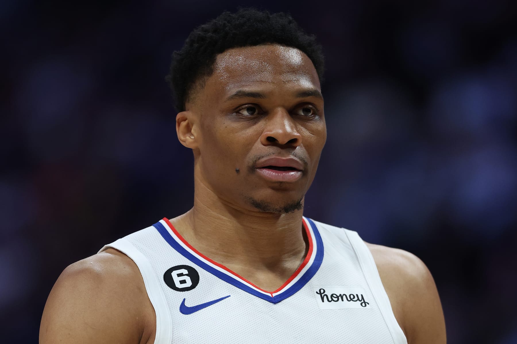 DENVER, COLORADO - FEBRUARY 26: Russell Westbrook #0 of the Los Angeles Clippers plays the Denver Nuggets in the first quarter at Ball Arena on February 26, 2023 in Denver, Colorado. NOTE TO USER: User expressly acknowledges and agrees that, by downloading and/or using this photograph, User is consenting to the terms and conditions of the Getty Images License Agreement. (Photo by Matthew Stockman/Getty Images)