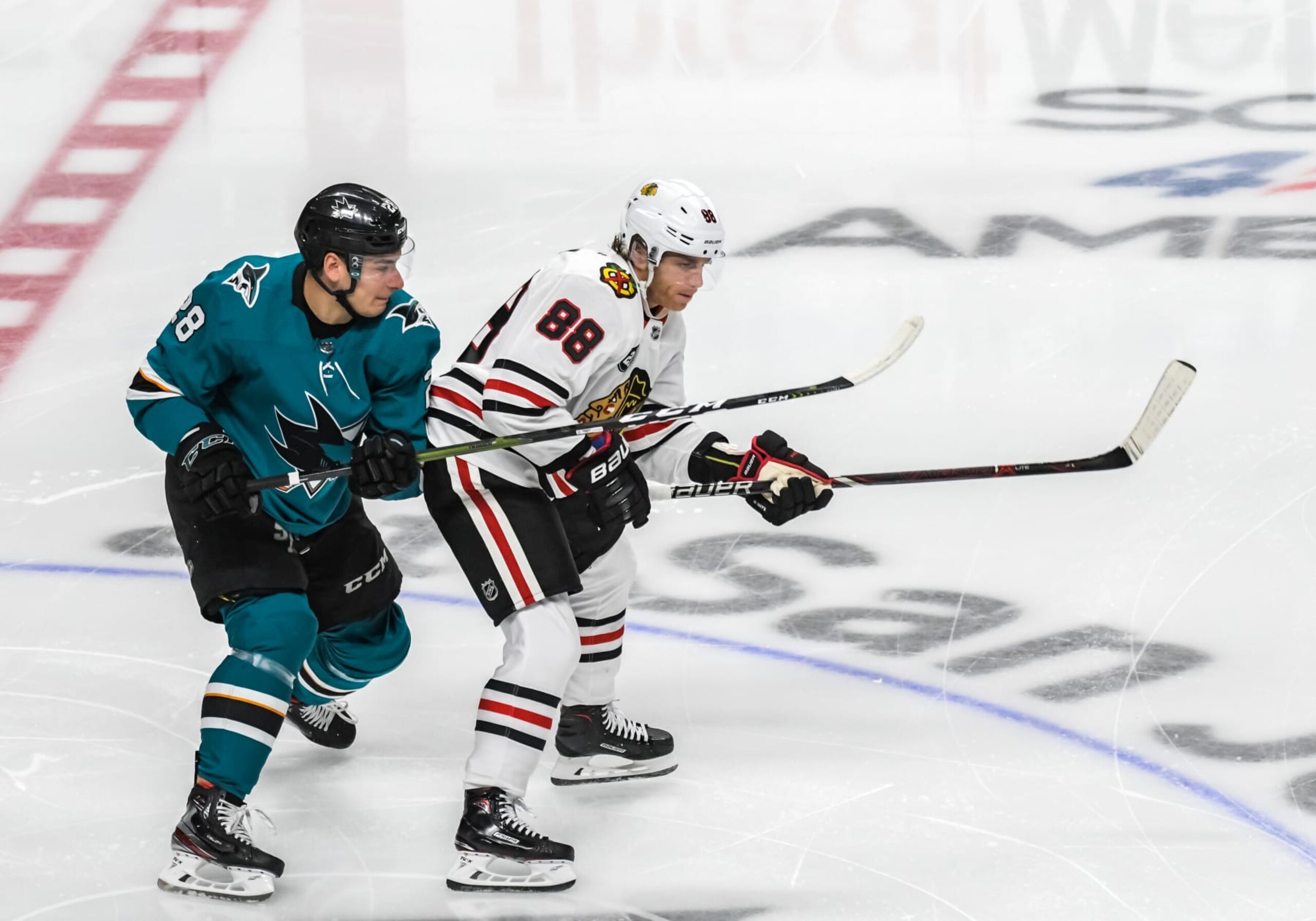 Timo Meier and Patrick Kane Timo Meier and Patrick Kane