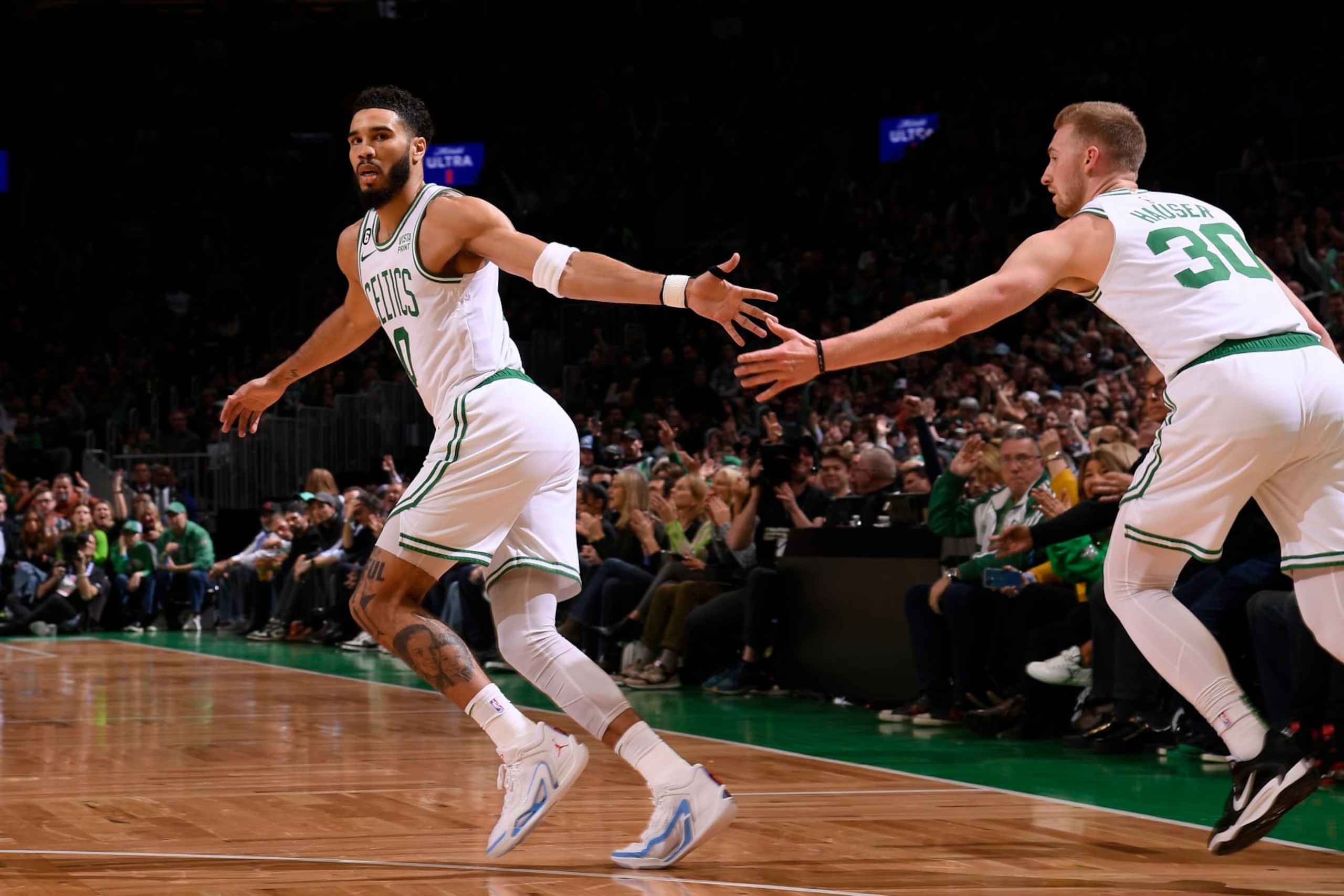 Jayson Tatum and Sam Hauser