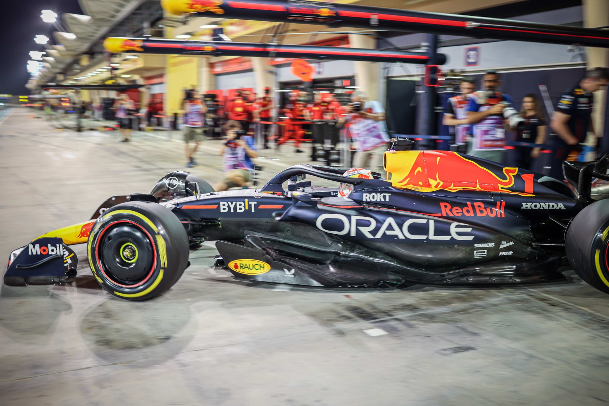 SAKHIR, BAHRAIN - FEBRUARY 24: Max Verstappen of Red Bull on track during day two of F1 Testing at Bahrain International Circuit ahead of Grand Prix in Sakhir, Bahrain on February 24, 2023. (Photo by Ayman Yaqoob/Anadolu Agency via Getty Images)