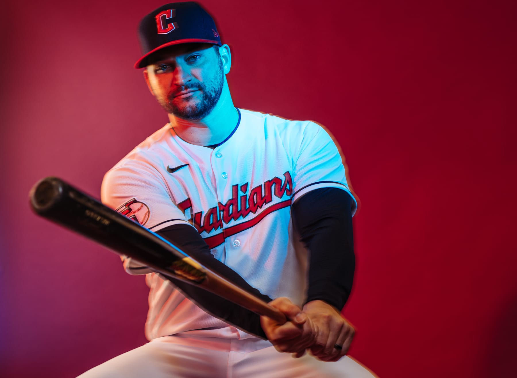 GOODYEAR, ARIZONA - FEBRUARY 23: Mike Zunino #10 of the Cleveland Guardians poses for a photo during media day at Goodyear Ballpark on February 23, 2023 in Goodyear, Arizona. (Photo by Carmen Mandato/Getty Images)