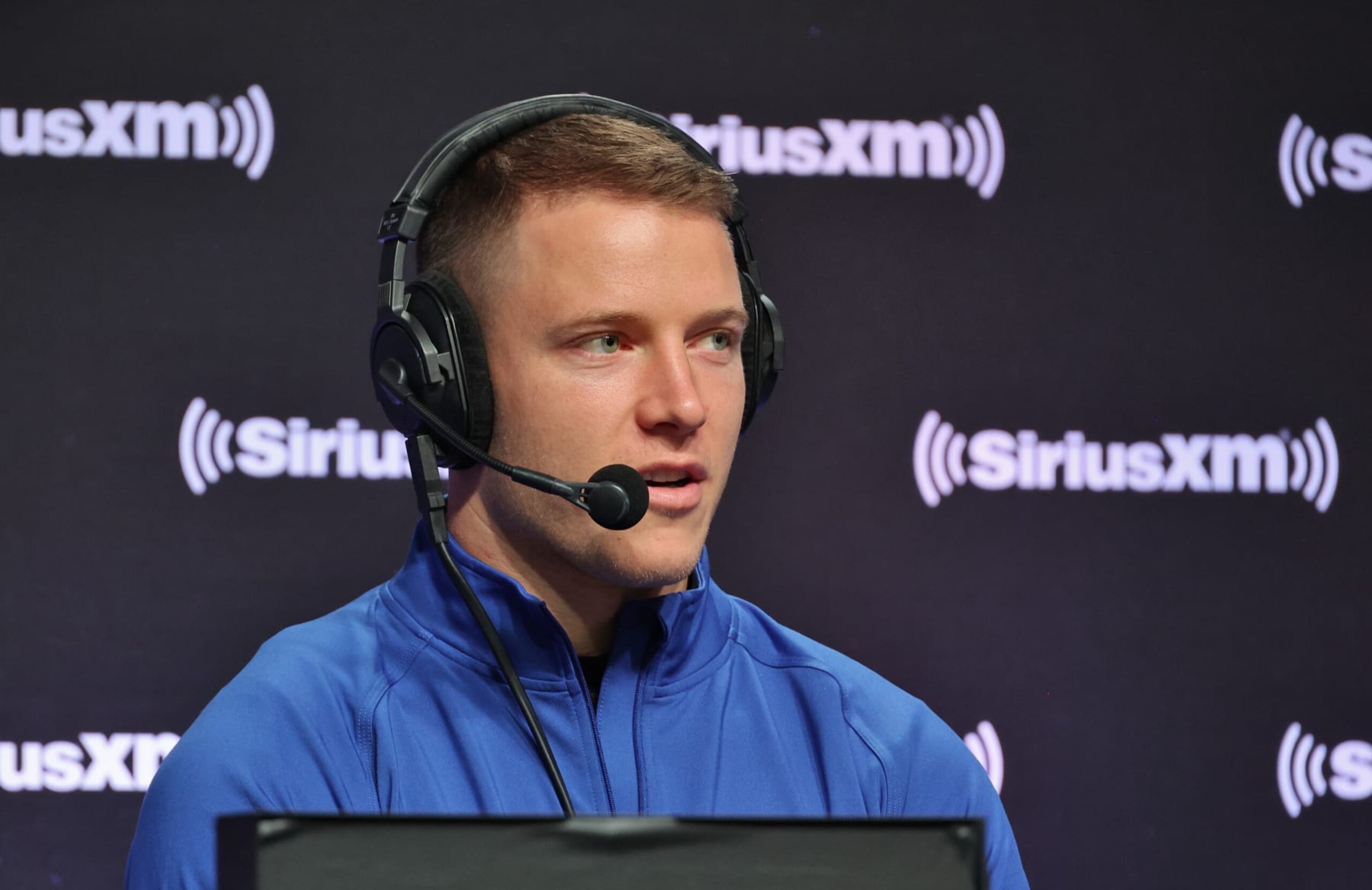 PHOENIX, ARIZONA - FEBRUARY 09: Christian McCaffrey of the San Francisco 49ers attends SiriusXM At Super Bowl LVII on February 09, 2023 in Phoenix, Arizona. (Photo by Cindy Ord/Getty Images for SiriusXM)