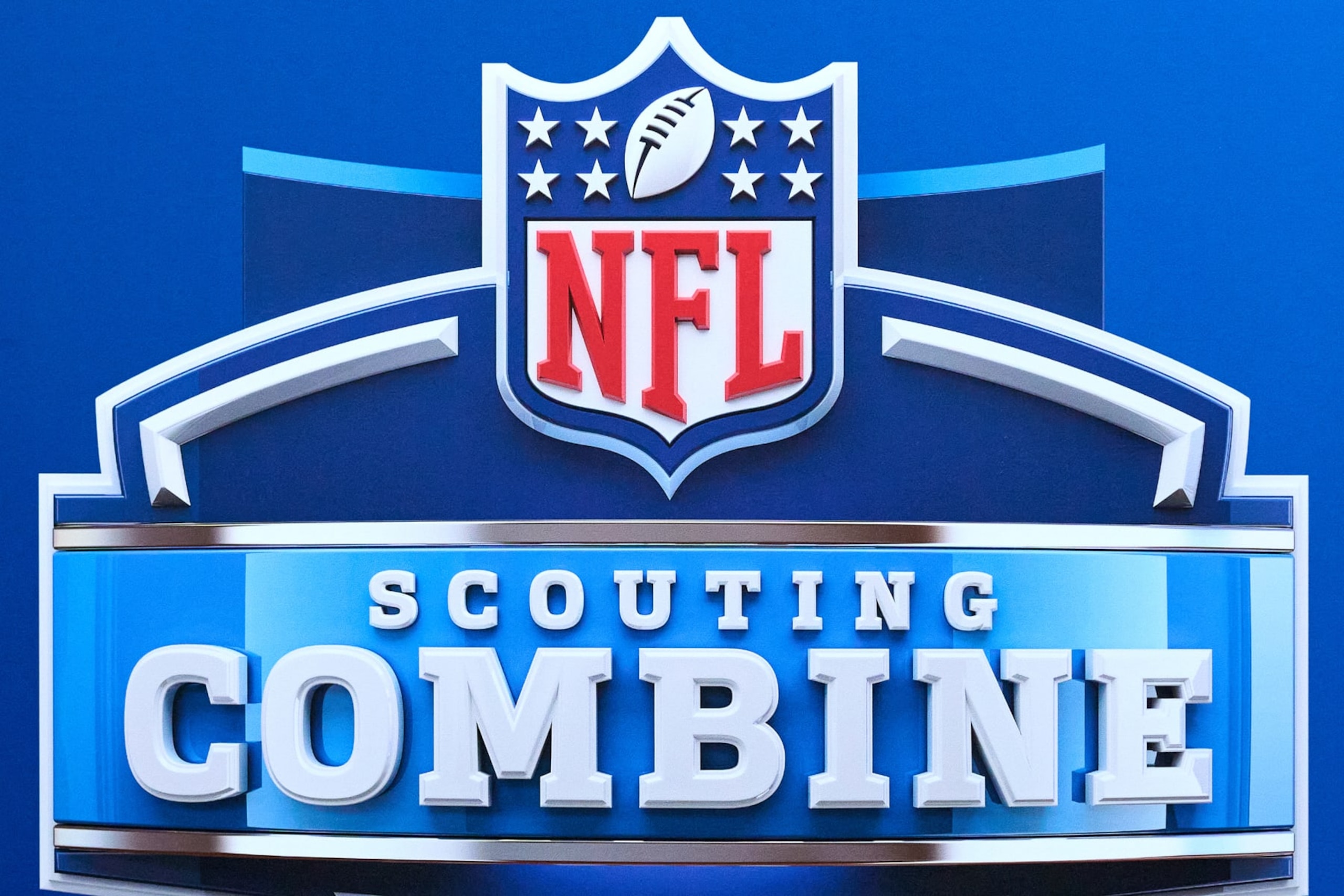 INDIANAPOLIS, IN - MARCH 04: A detail view of the NFL crest with the Scouting Combine logo is seen during the NFL Scouting Combine on March 4, 2022, at the Indiana Convention Center in Indianapolis, IN. (Photo by Robin Alam/Icon Sportswire via Getty Images)