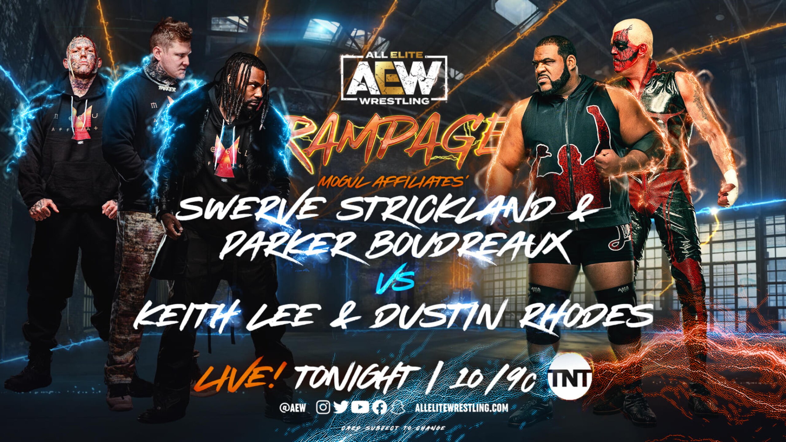 Swerve Strickland, Parker Boudreaux, Keith Lee and Dustin Rhodes. Swerve Strickland, Parker Boudreaux, Keith Lee and Dustin Rhodes.