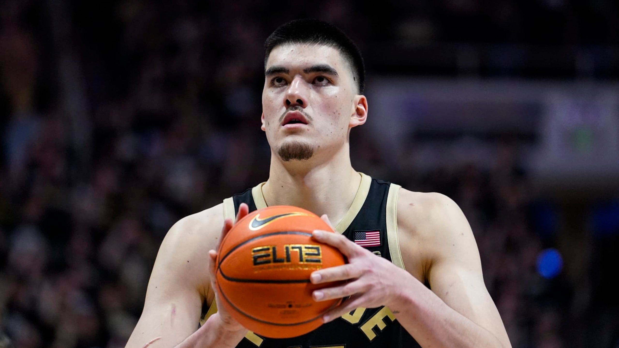 Purdue center Zach Edey (15) shoots against Indiana during the second half of an NCAA college basketball game in West Lafayette, Ind., Saturday, Feb. 25, 2023. Indiana defeated Purdue 79-71. (AP Photo/Michael Conroy) Purdue center Zach Edey (15) shoots against Indiana during the second half of an NCAA college basketball game in West Lafayette, Ind., Saturday, Feb. 25, 2023. Indiana defeated Purdue 79-71. (AP Photo/Michael Conroy)