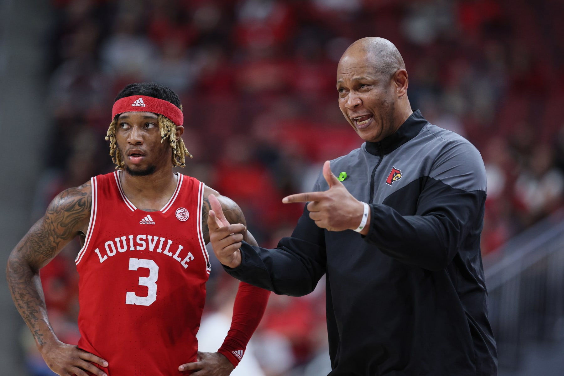 LOUISVILLE, KENTUCKY - FEBRUARY 28:   Kenny Payne the head coach of the Louisville Cardinals against the Virginia Tech Hokies at KFC YUM! Center on February 28, 2023 in Louisville, Kentucky. (Photo by Andy Lyons/Getty Images)