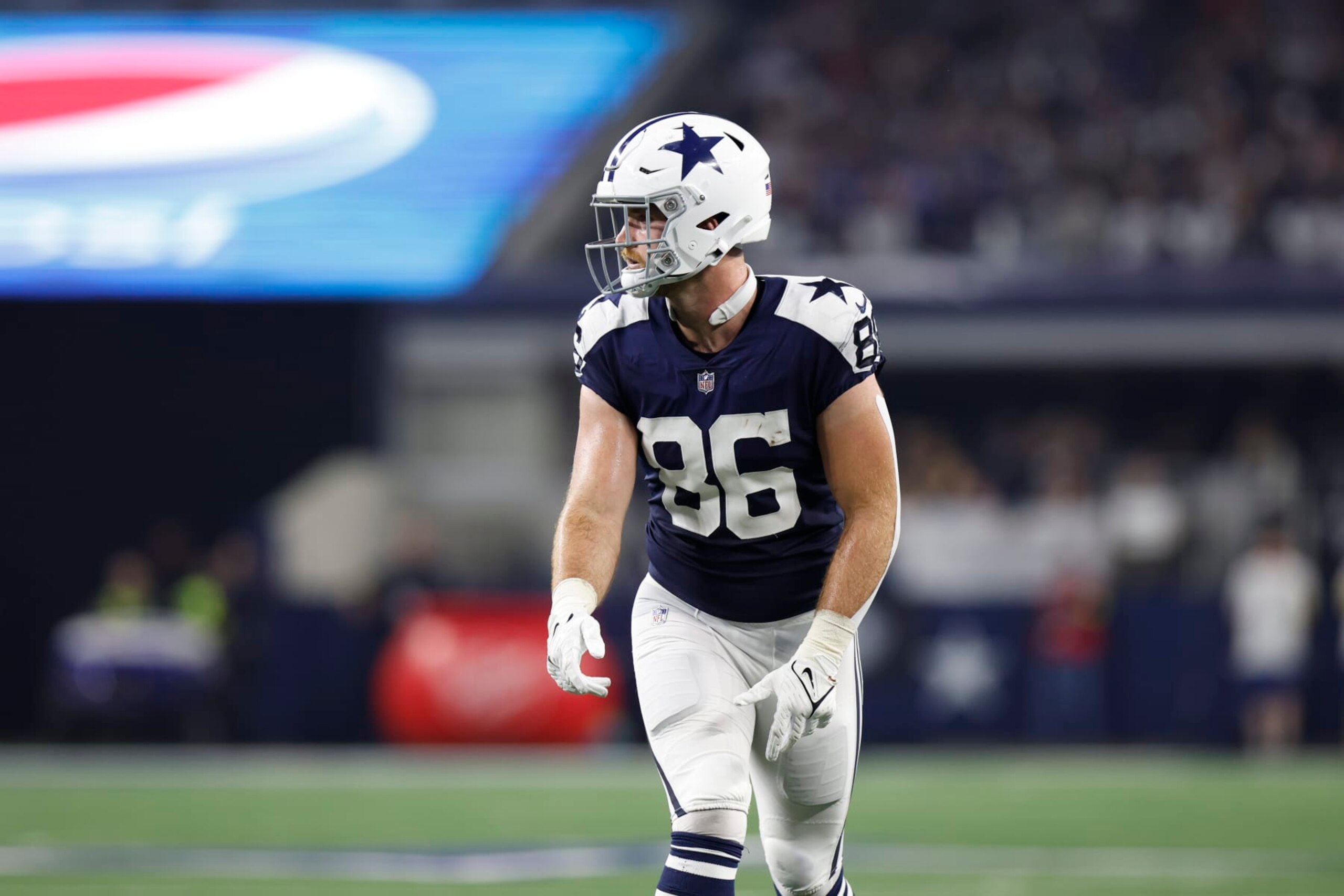 Dallas Cowboys tight end Dalton Schultz (86) lines up for the snap during an NFL football game against the New York Giants on Thursday, November 24, 2022, in Arlington, Texas. (AP Photo/Matt Patterson)