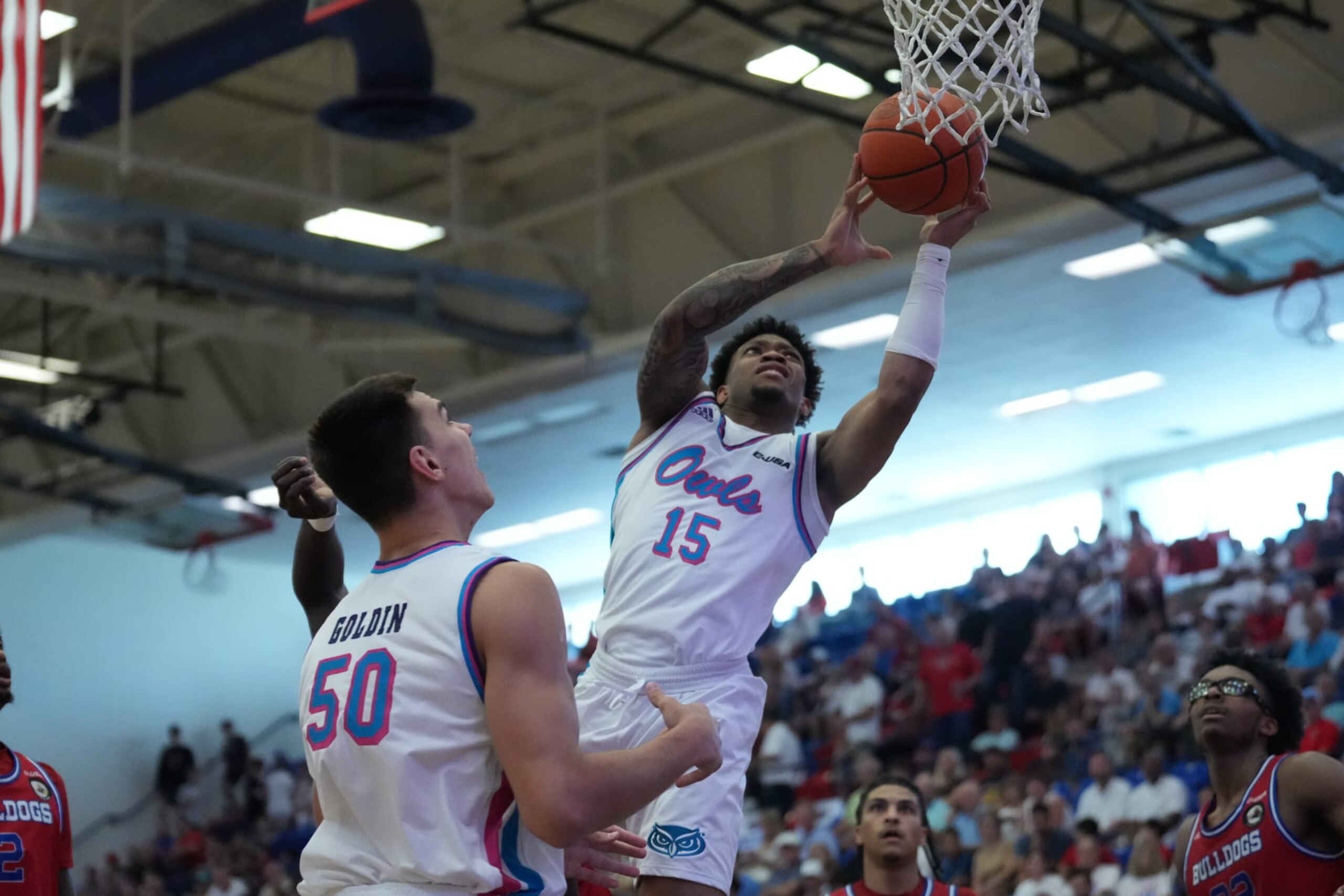 Florida Atlantic's Alijah Martin and Vladislav Goldin