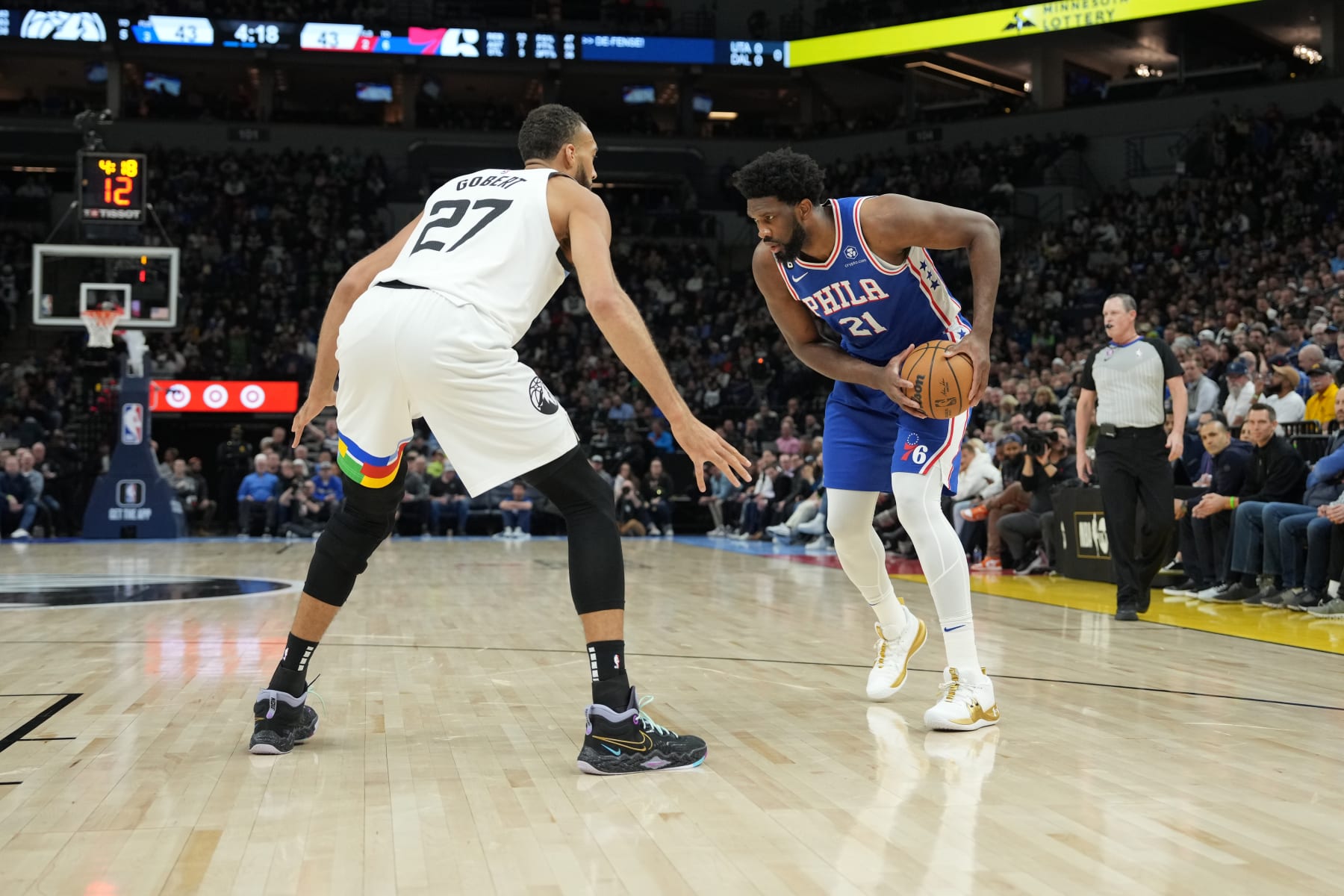 MINNEAPOLIS, MN - MARCH 7: Joel Embiid #21 of the Philadelphia 76ers handles the ball during the game against the Minnesota Timberwolves on March 7, 2023 at Target Center in Minneapolis, Minnesota. NOTE TO USER: User expressly acknowledges and agrees that, by downloading and or using this Photograph, user is consenting to the terms and conditions of the Getty Images License Agreement. Mandatory Copyright Notice: Copyright 2023 NBAE (Photo by Jordan Johnson/NBAE via Getty Images)